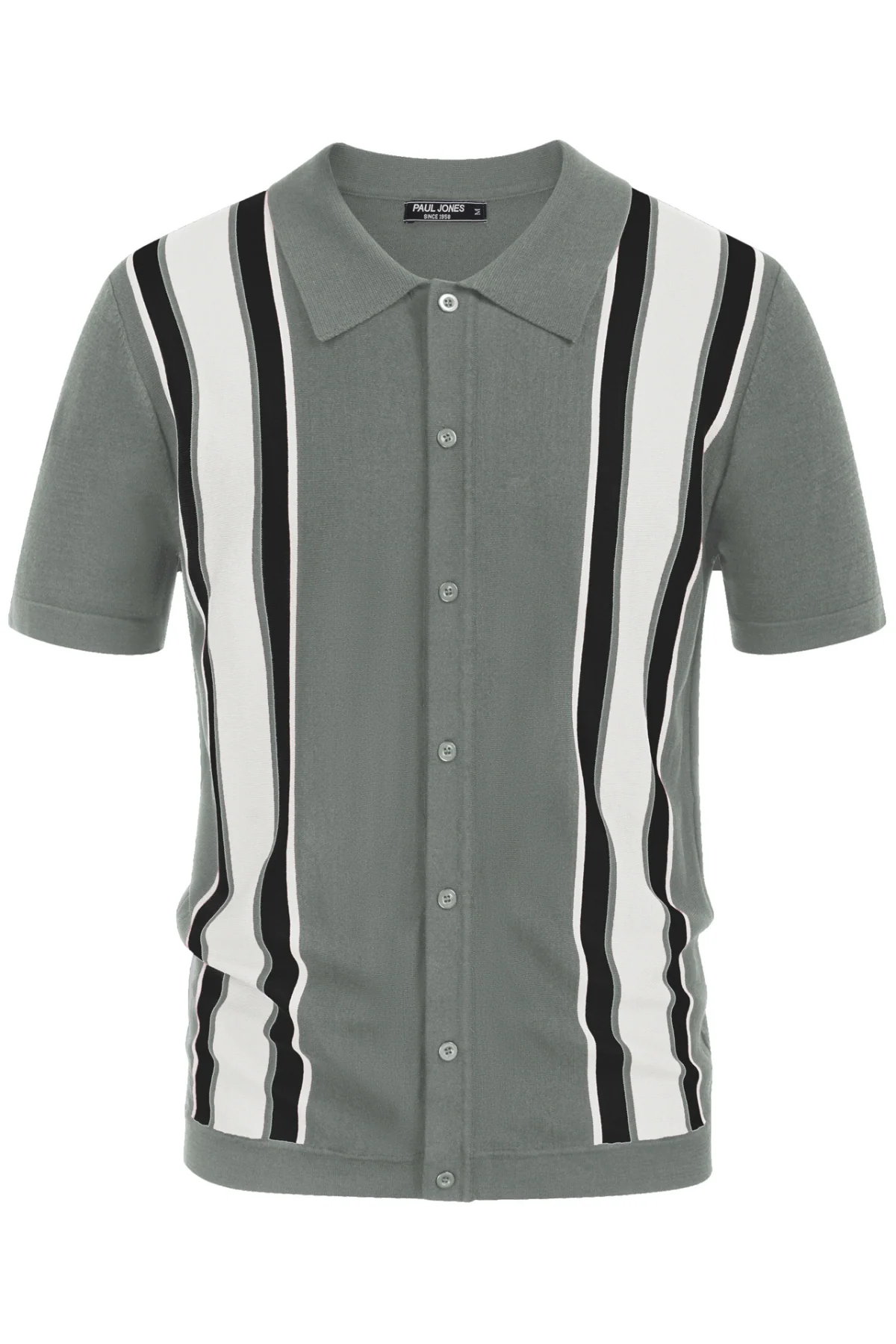 Mens Polo Shirts Vintage Striped Lightweight Knitting Golf Cardigans Shirts - Image 57