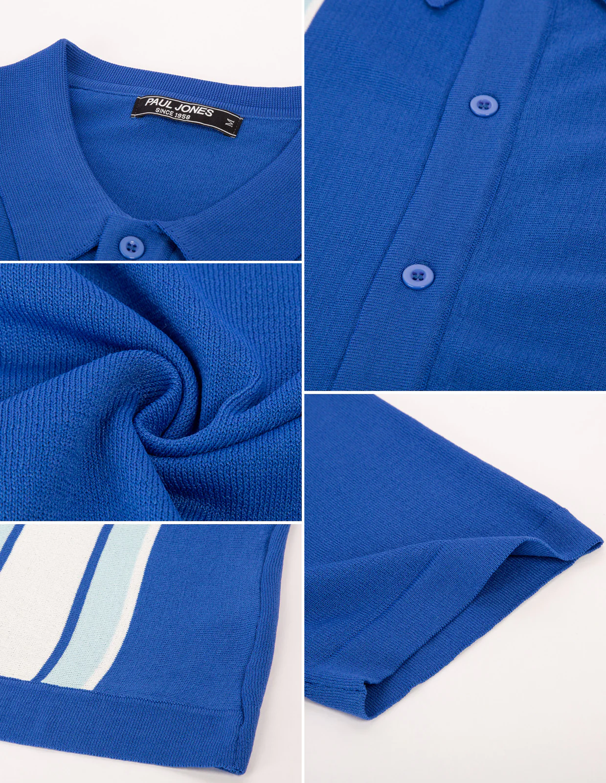 Mens Polo Shirts Vintage Striped Lightweight Knitting Golf Cardigans Shirts - Image 71