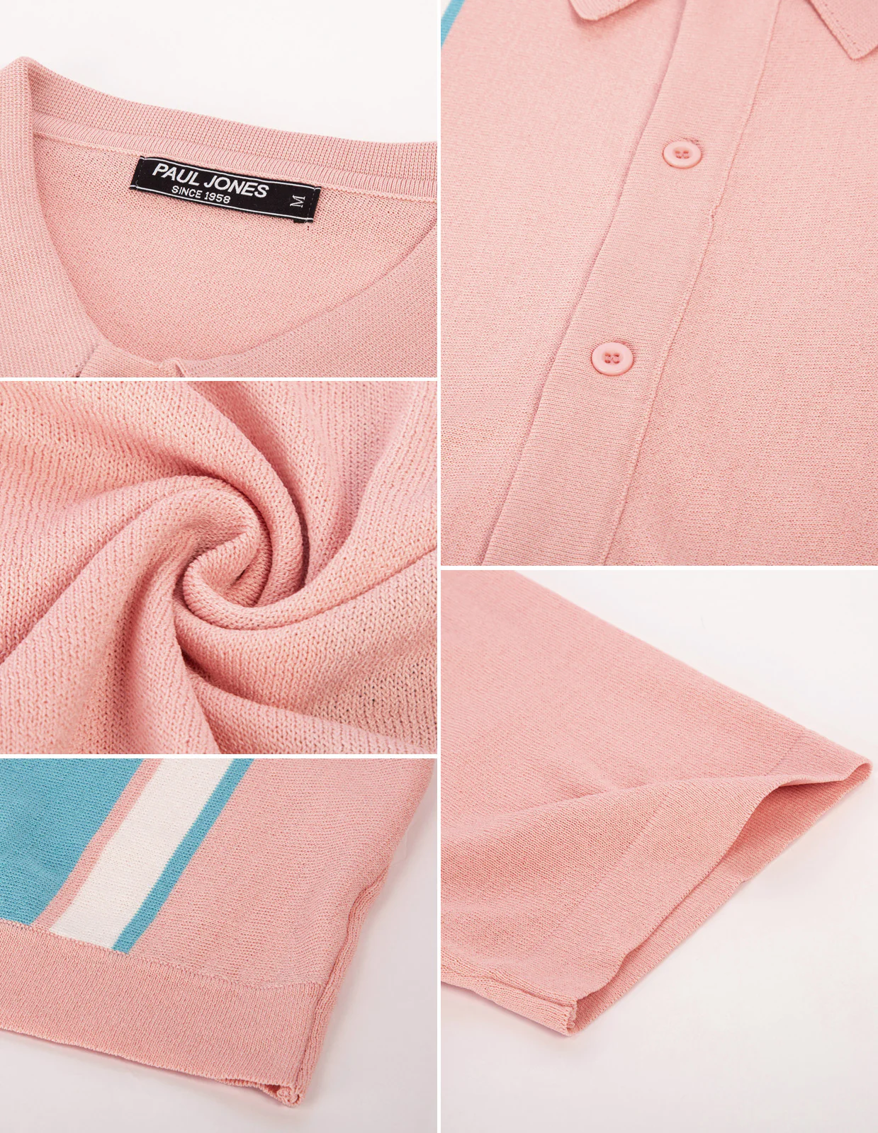 Mens Polo Shirts Vintage Striped Lightweight Knitting Golf Cardigans Shirts - Image 76
