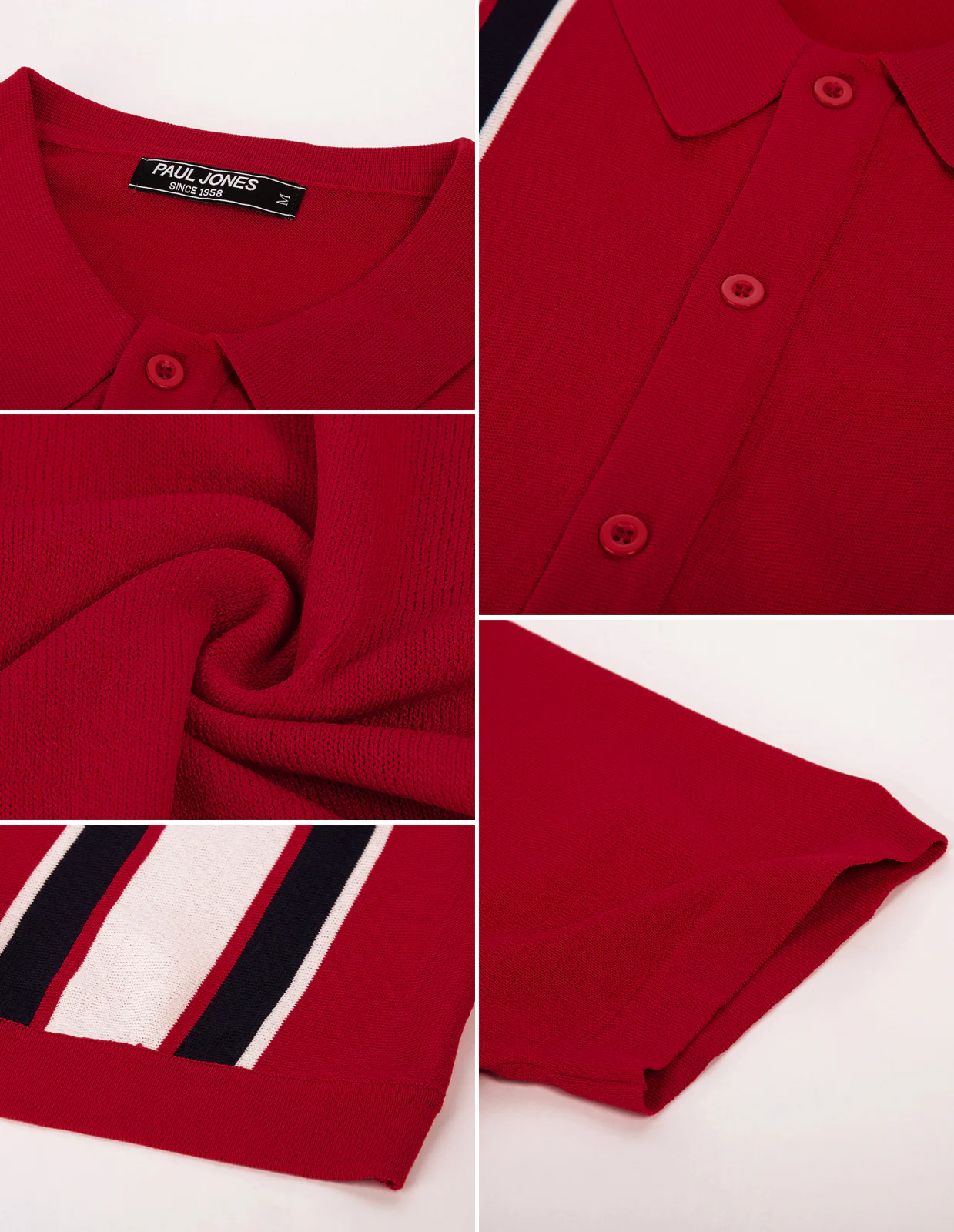 Mens Polo Shirts Vintage Striped Lightweight Knitting Golf Cardigans Shirts - Image 81