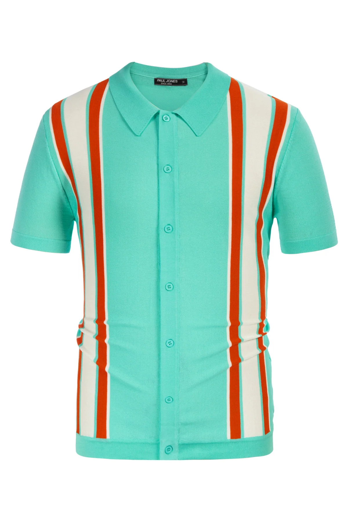 Mens Polo Shirts Vintage Striped Lightweight Knitting Golf Cardigans Shirts - Image 82