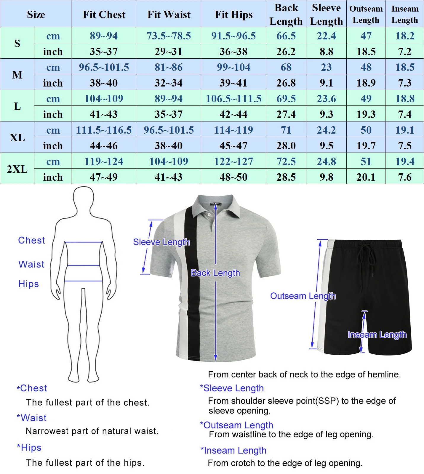 Men Contrast Color Outfits Casual Short Sleeve Polo-Shirt+Shorts 2pcs Set - Image 46