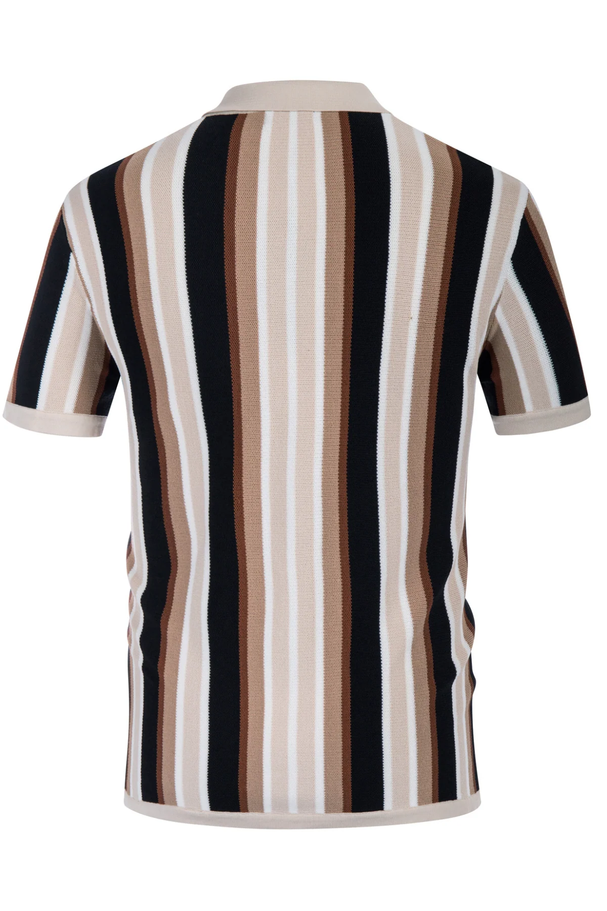 Men’s Short Sleeve Knit Shirt Vintage Stripe Lapel Collar Polo Cardigans Shirts - Image 14