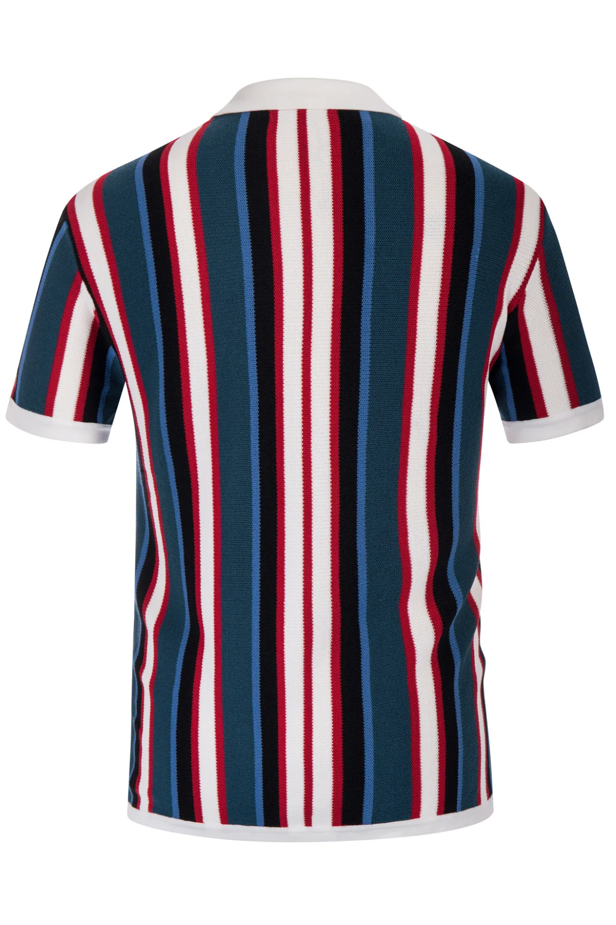 Men’s Short Sleeve Knit Shirt Vintage Stripe Lapel Collar Polo Cardigans Shirts - Image 19