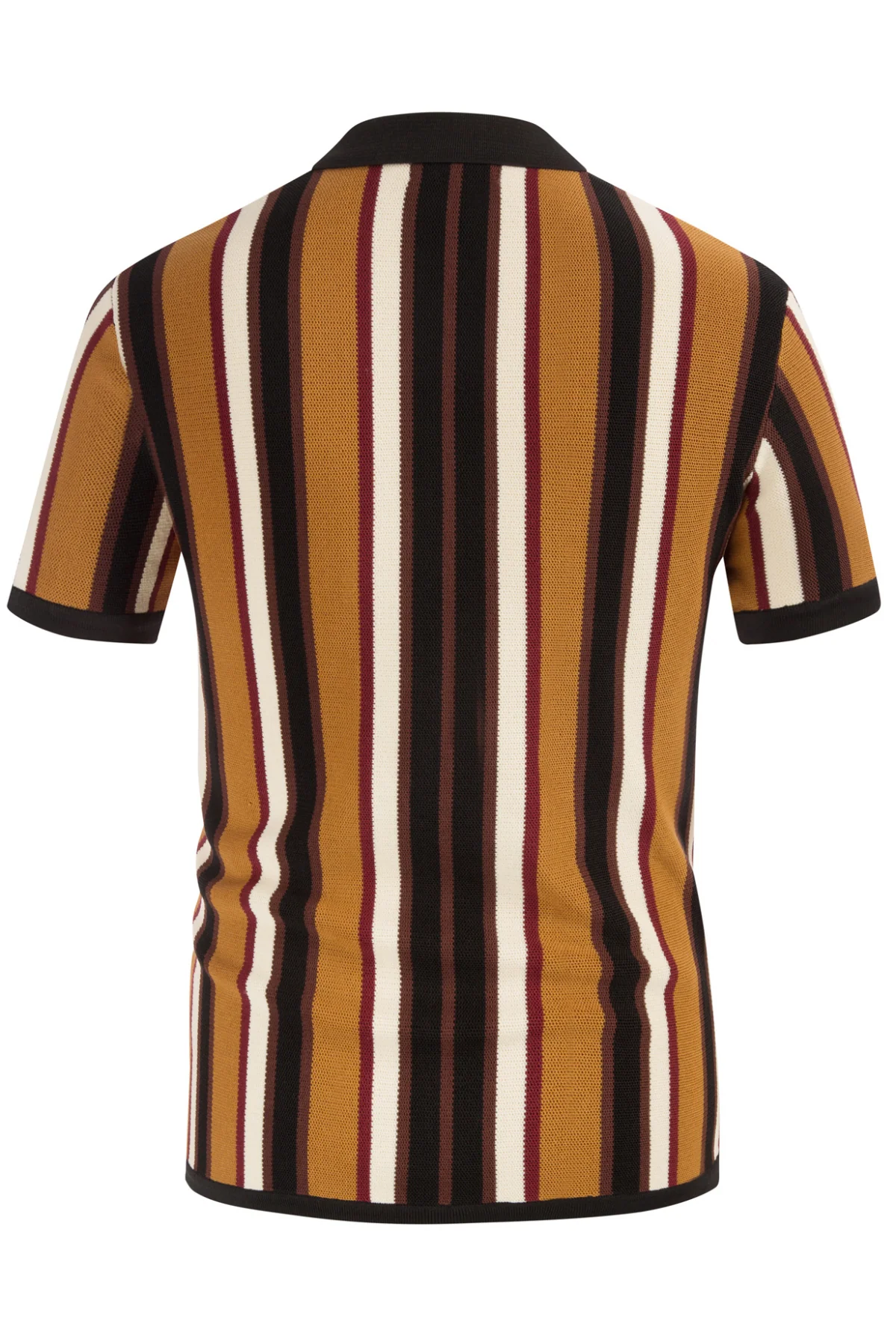 Men’s Short Sleeve Knit Shirt Vintage Stripe Lapel Collar Polo Cardigans Shirts - Image 24
