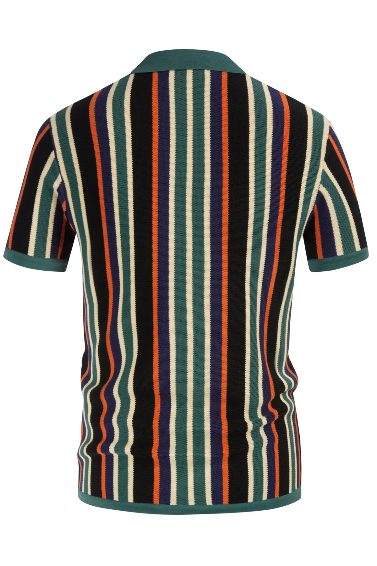 Men’s Short Sleeve Knit Shirt Vintage Stripe Lapel Collar Polo Cardigans Shirts - Image 39
