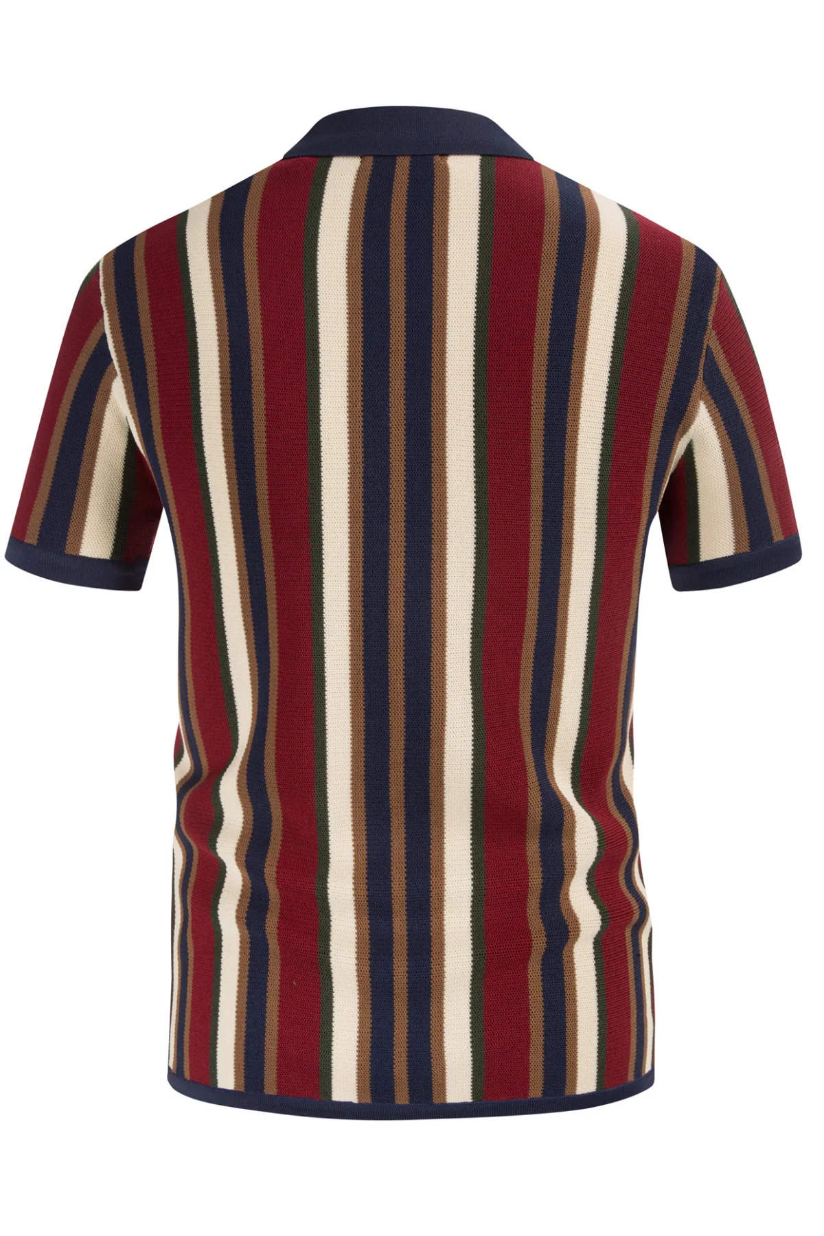 Men’s Short Sleeve Knit Shirt Vintage Stripe Lapel Collar Polo Cardigans Shirts - Image 44