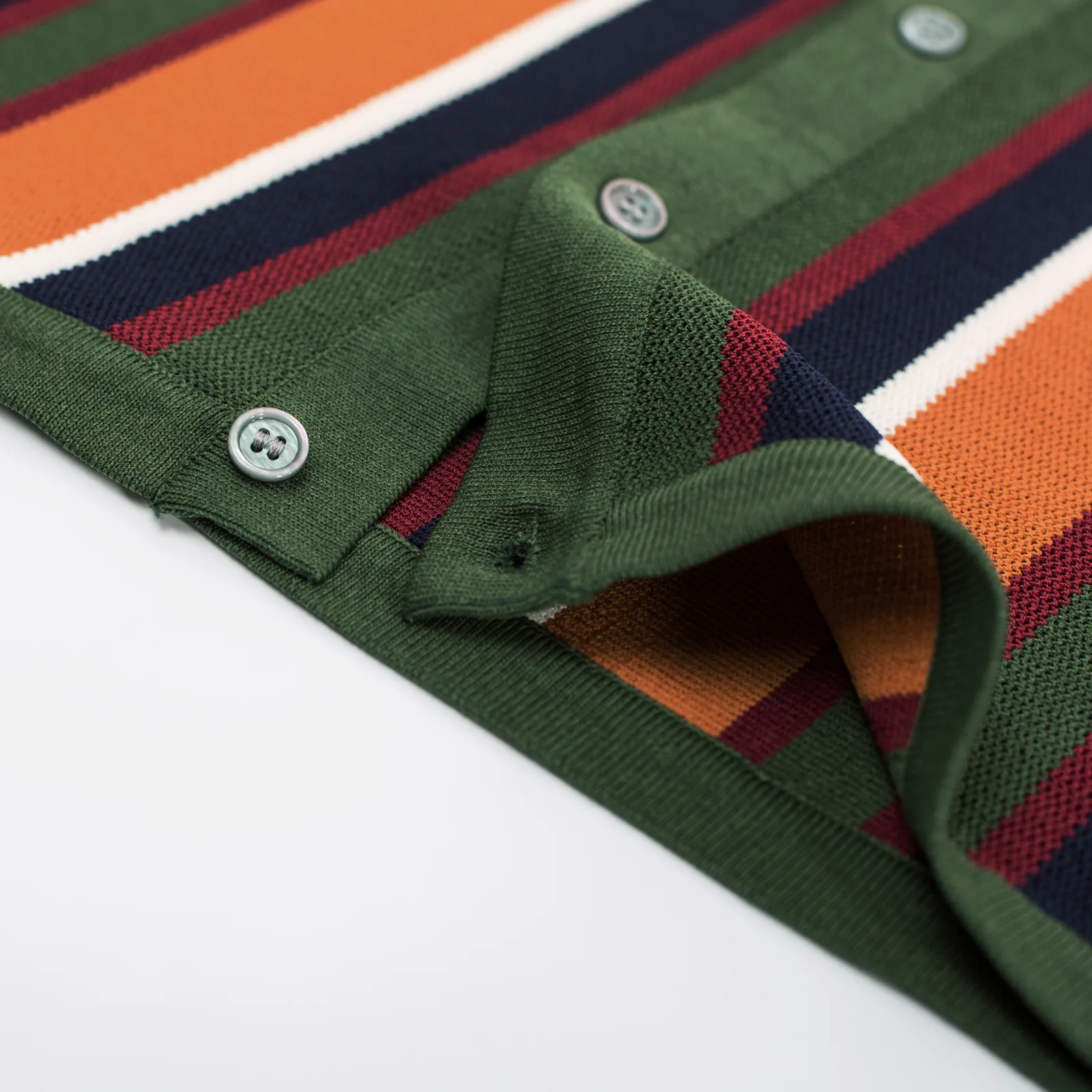 Men’s Short Sleeve Knit Shirt Vintage Stripe Lapel Collar Polo Cardigans Shirts - Image 74