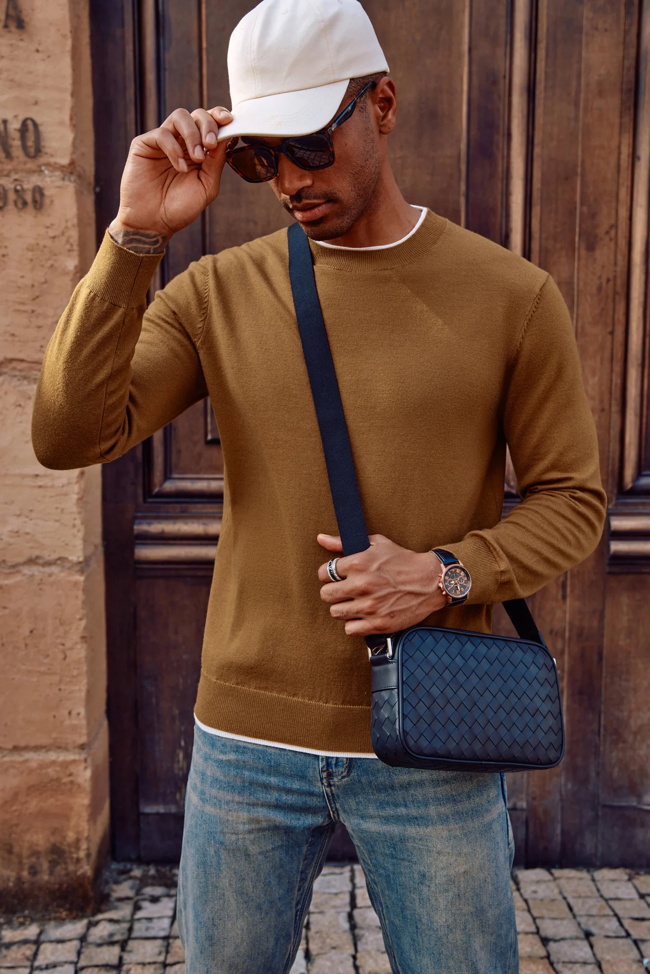 Men Contrast Color Sweater Long Sleeve Crew Neck Pullover Jumper - Image 10
