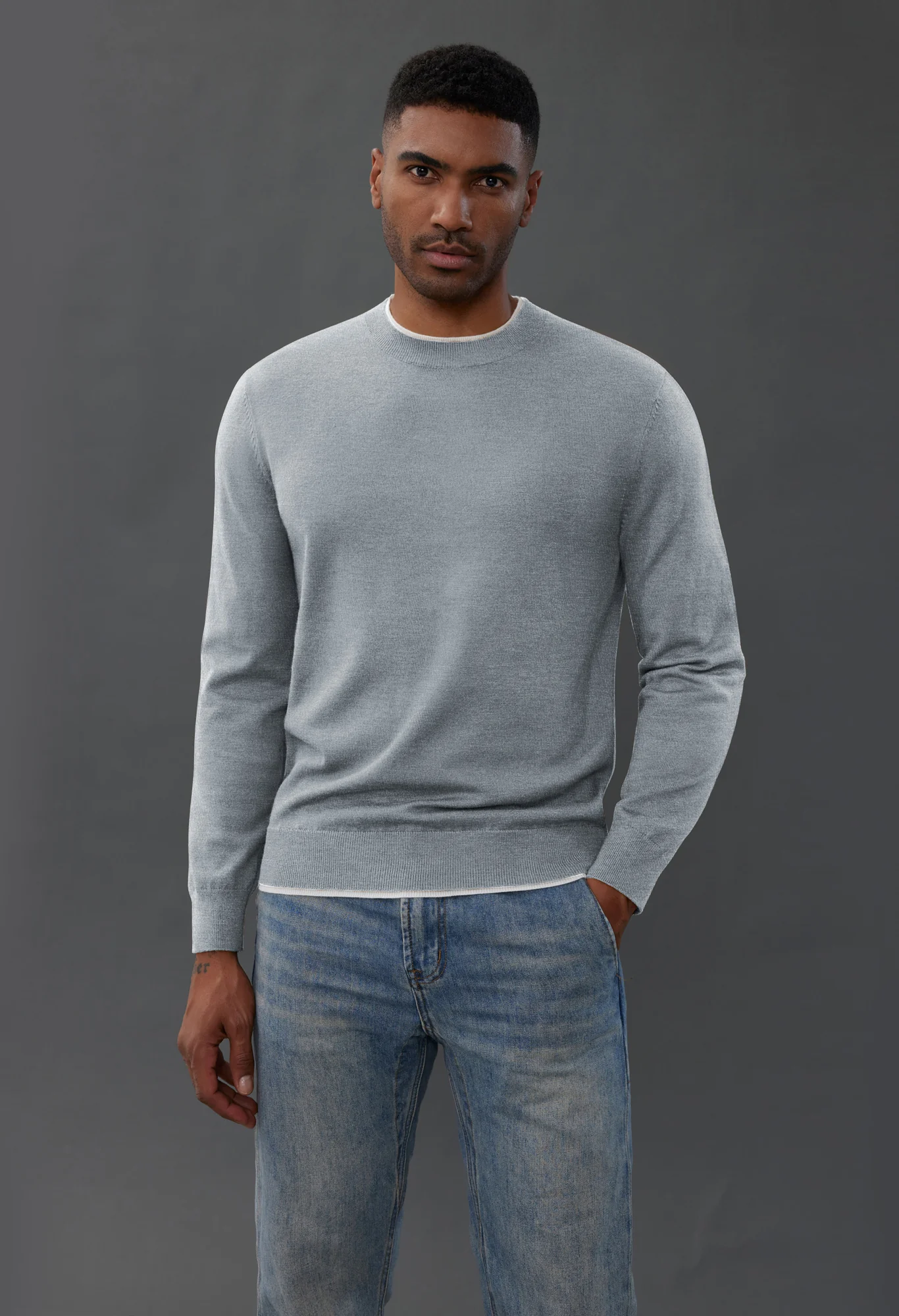 Men Contrast Color Sweater Long Sleeve Crew Neck Pullover Jumper - Image 14