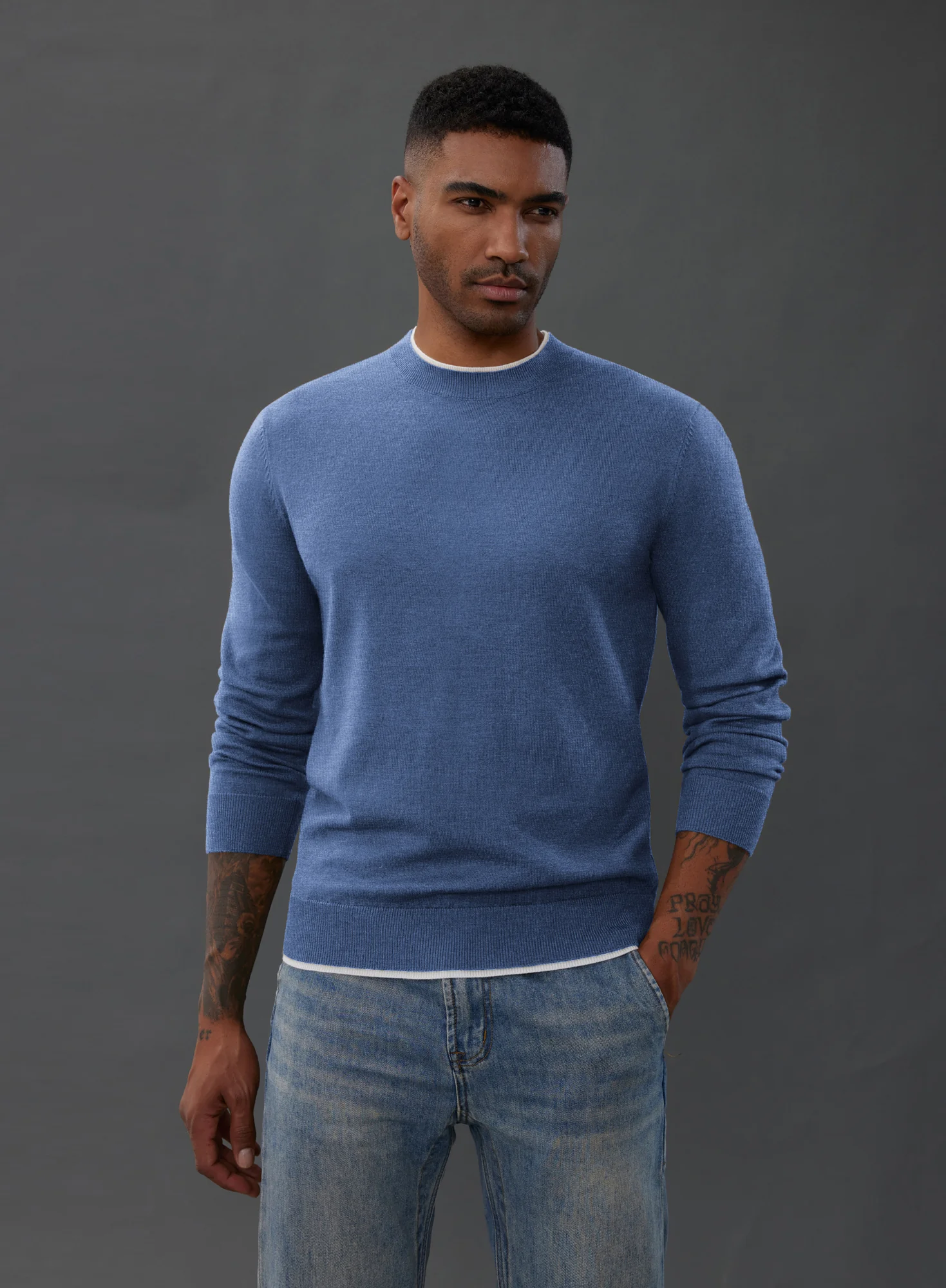 Men Contrast Color Sweater Long Sleeve Crew Neck Pullover Jumper - Image 16