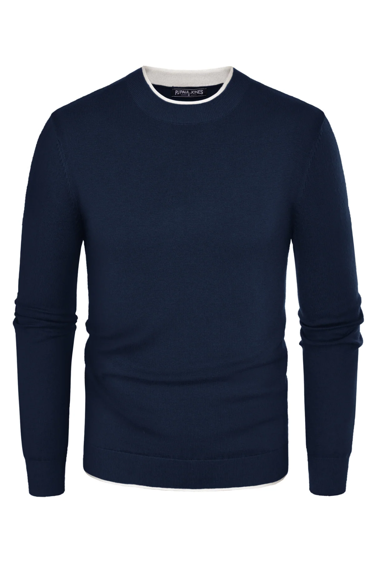 Men Contrast Color Sweater Long Sleeve Crew Neck Pullover Jumper - Image 19