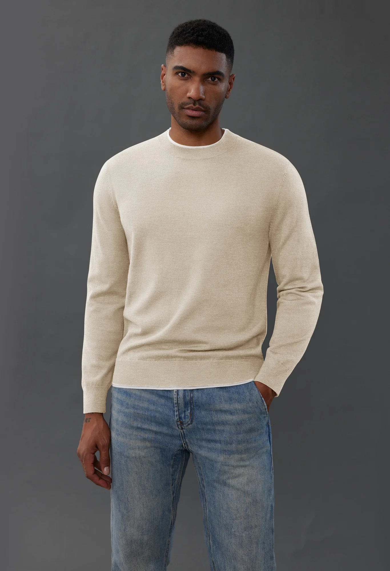 Men Contrast Color Sweater Long Sleeve Crew Neck Pullover Jumper - Image 24