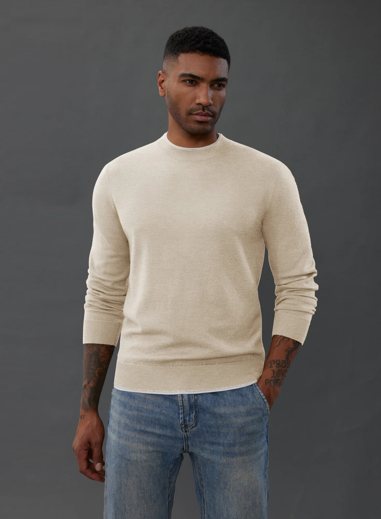 Men Contrast Color Sweater Long Sleeve Crew Neck Pullover Jumper - Image 25