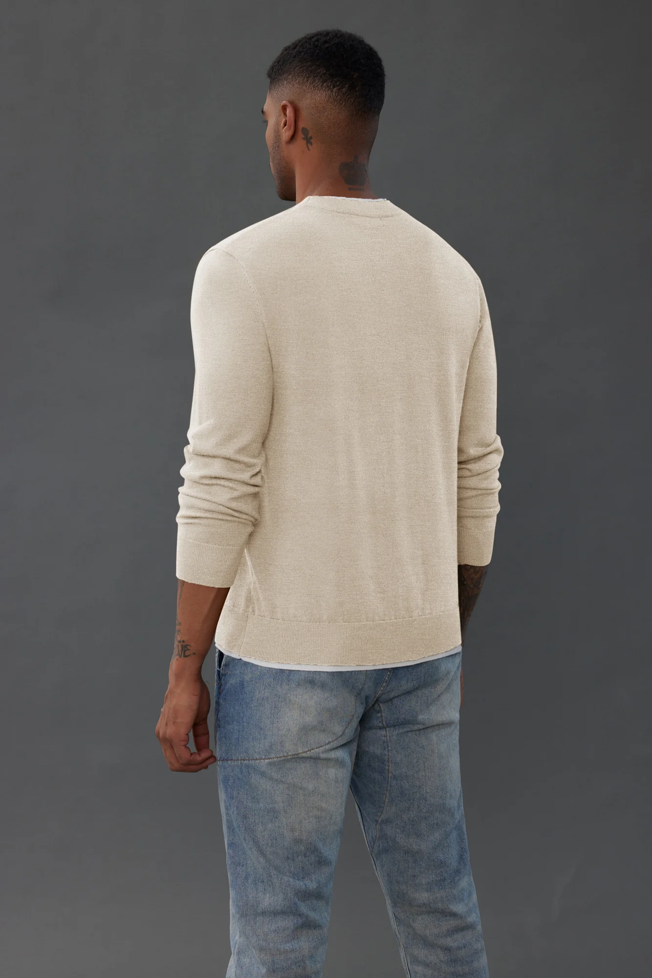 Men Contrast Color Sweater Long Sleeve Crew Neck Pullover Jumper - Image 26