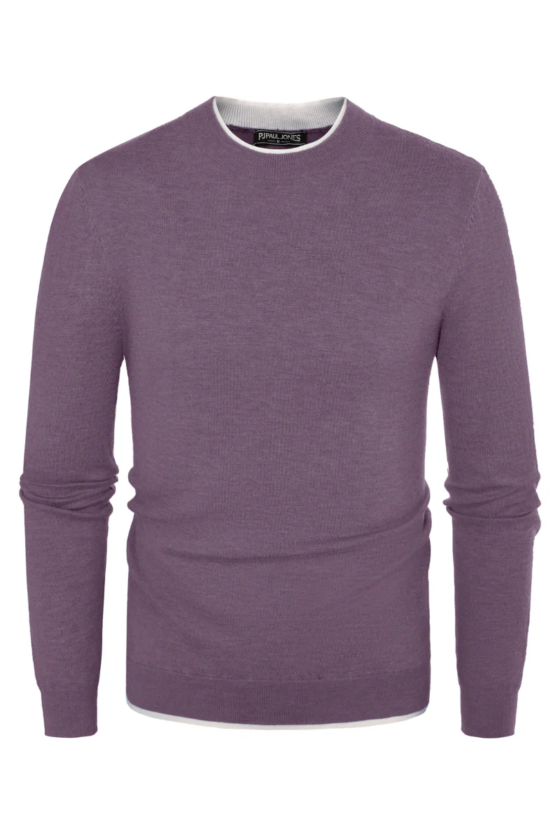 Men Contrast Color Sweater Long Sleeve Crew Neck Pullover Jumper - Image 27