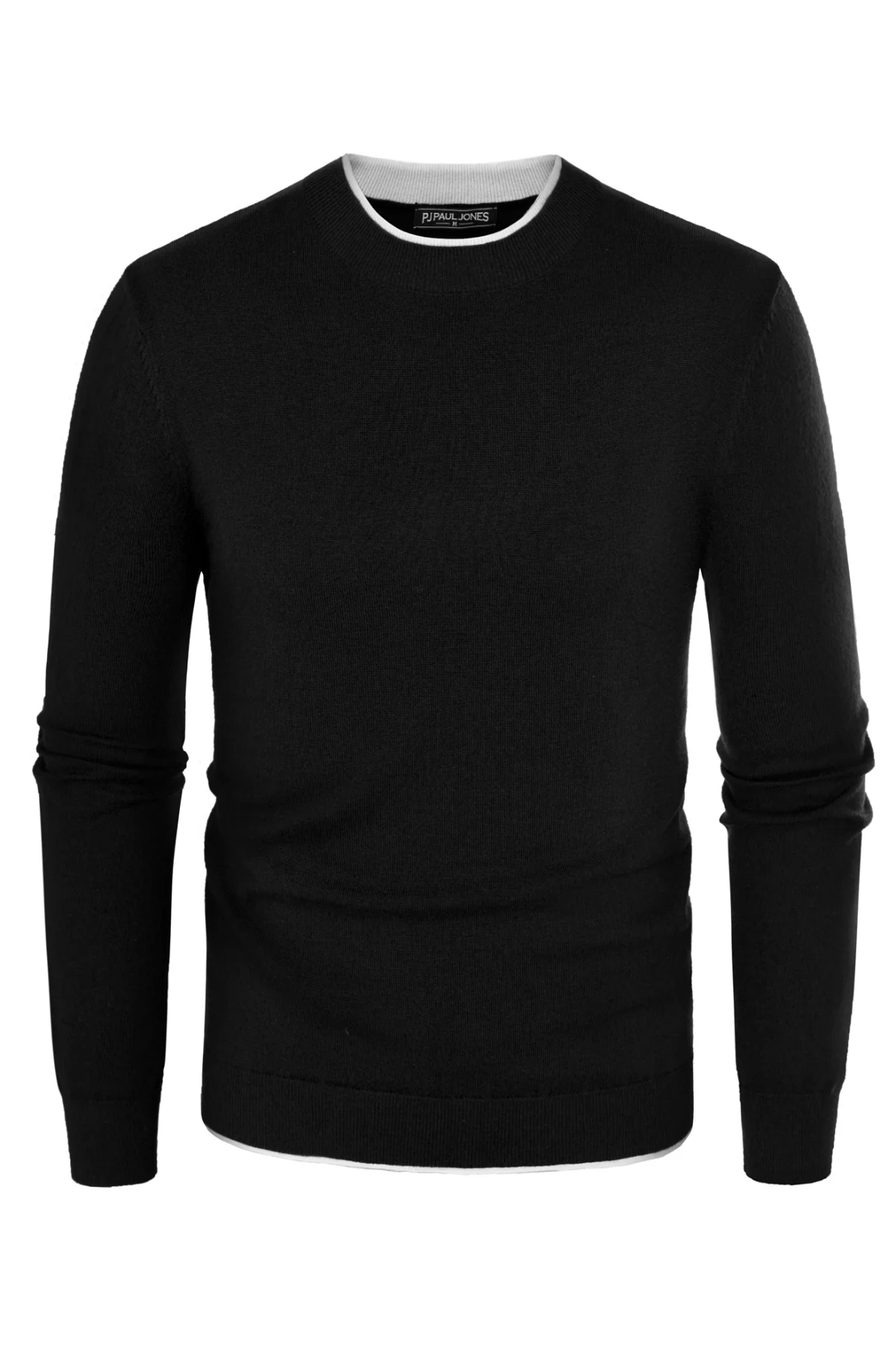 Men Contrast Color Sweater Long Sleeve Crew Neck Pullover Jumper - Image 3