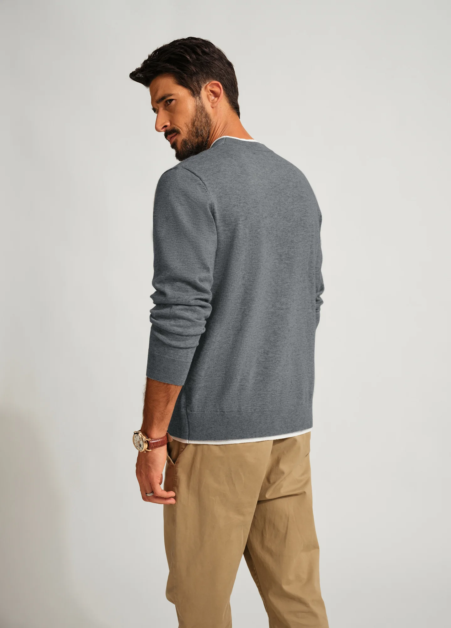 Men Contrast Color Sweater Long Sleeve Crew Neck Pullover Jumper - Image 34