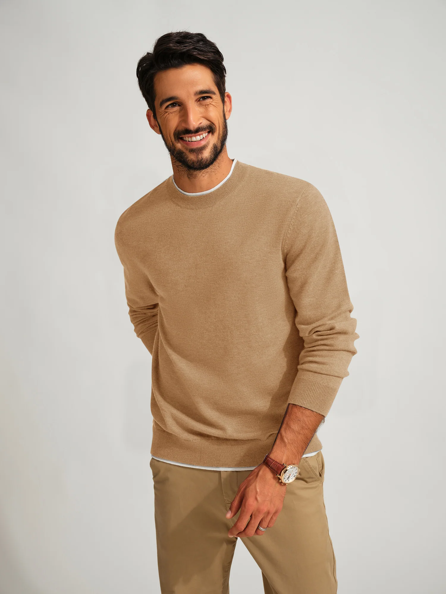 Men Contrast Color Sweater Long Sleeve Crew Neck Pullover Jumper - Image 35