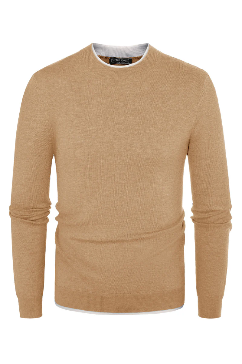 Men Contrast Color Sweater Long Sleeve Crew Neck Pullover Jumper - Image 36