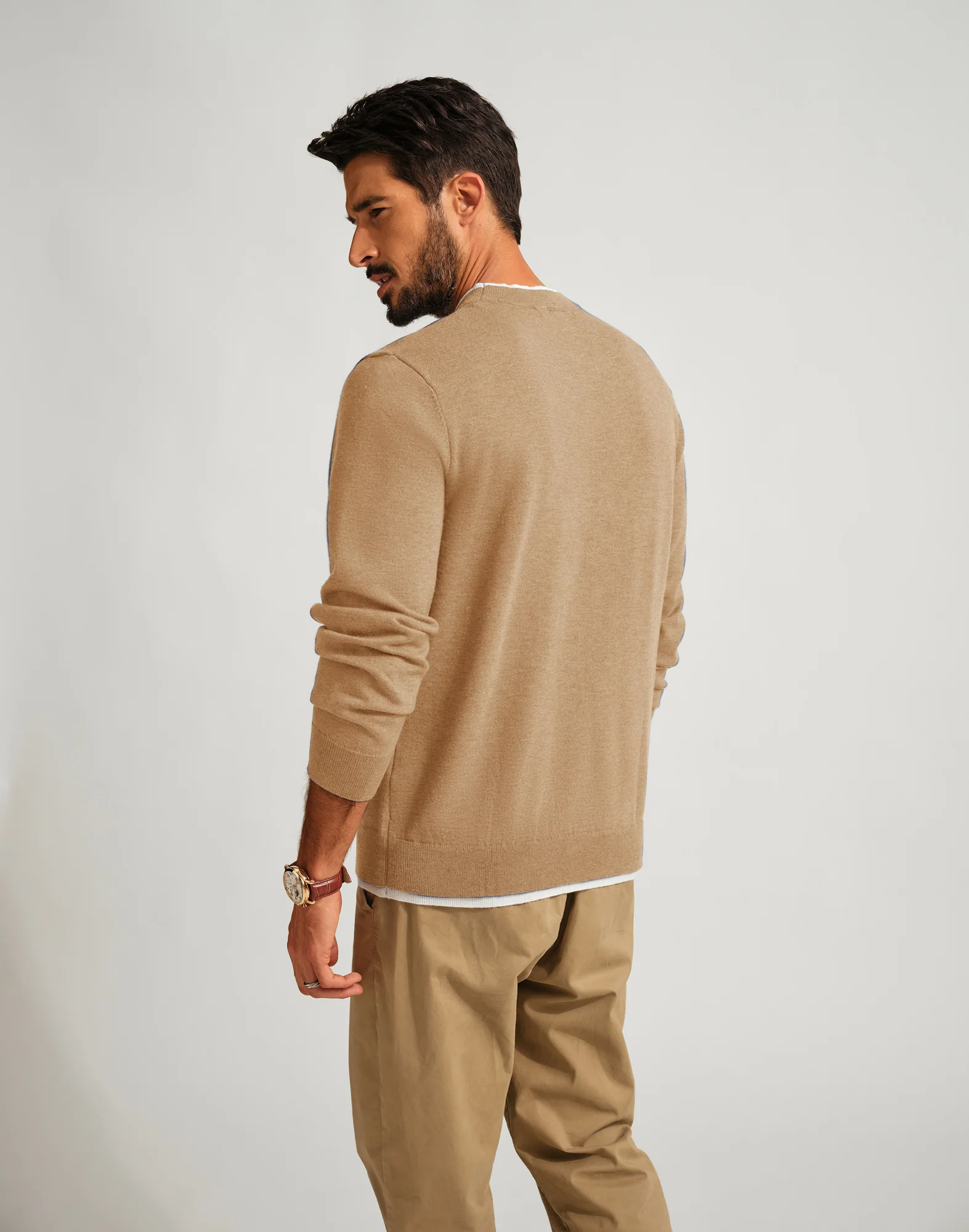 Men Contrast Color Sweater Long Sleeve Crew Neck Pullover Jumper - Image 37