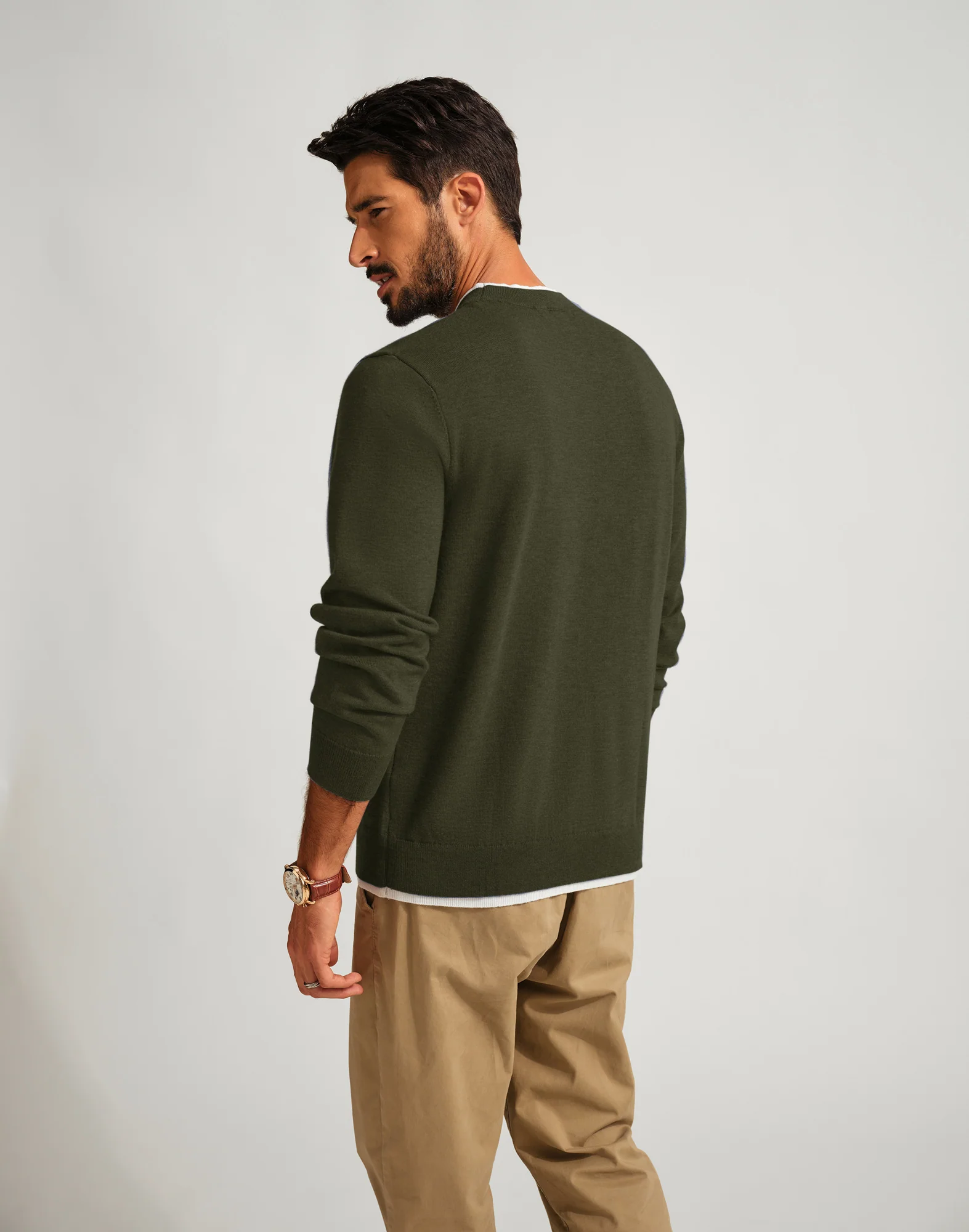 Men Contrast Color Sweater Long Sleeve Crew Neck Pullover Jumper - Image 41