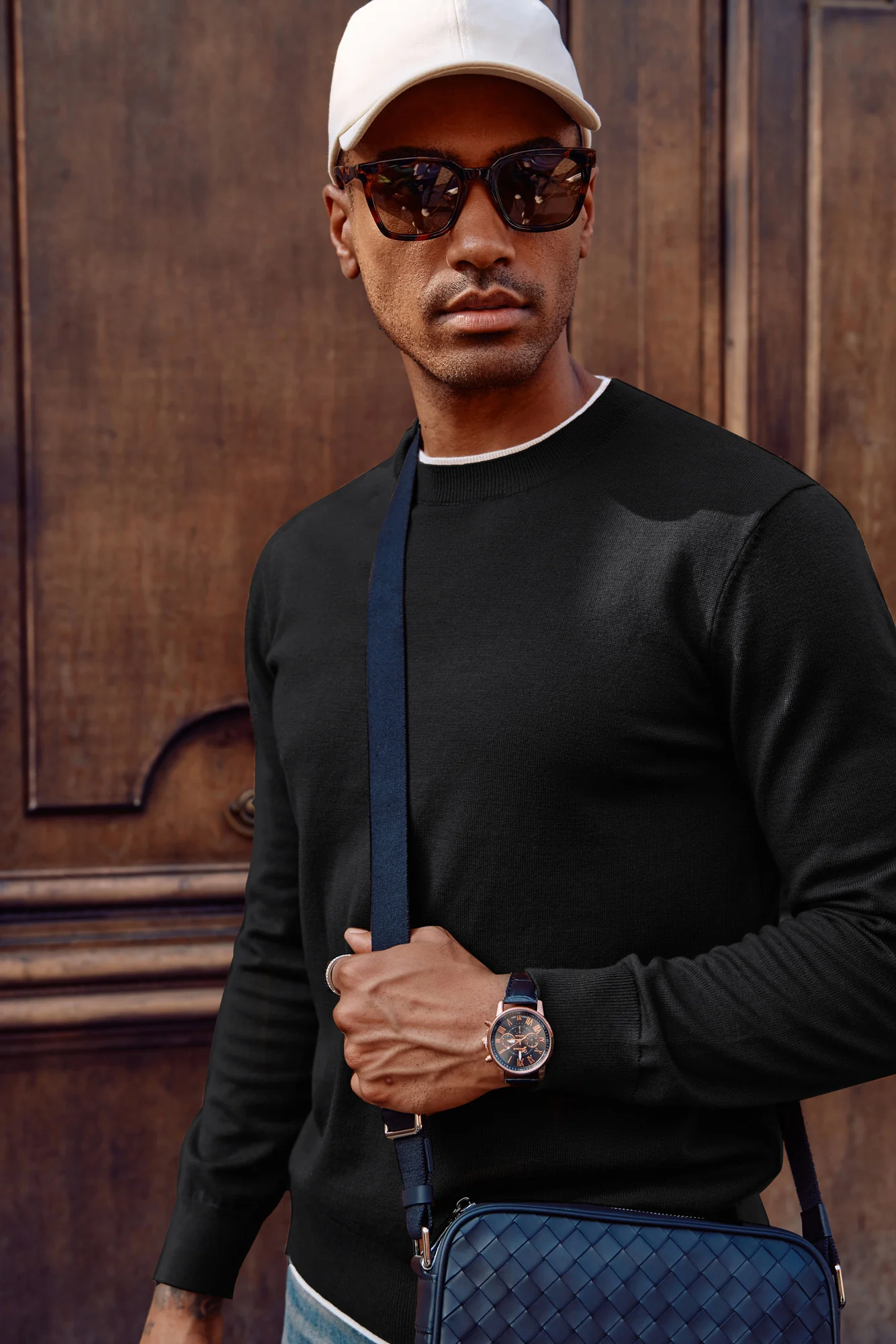Men Contrast Color Sweater Long Sleeve Crew Neck Pullover Jumper - Image 6
