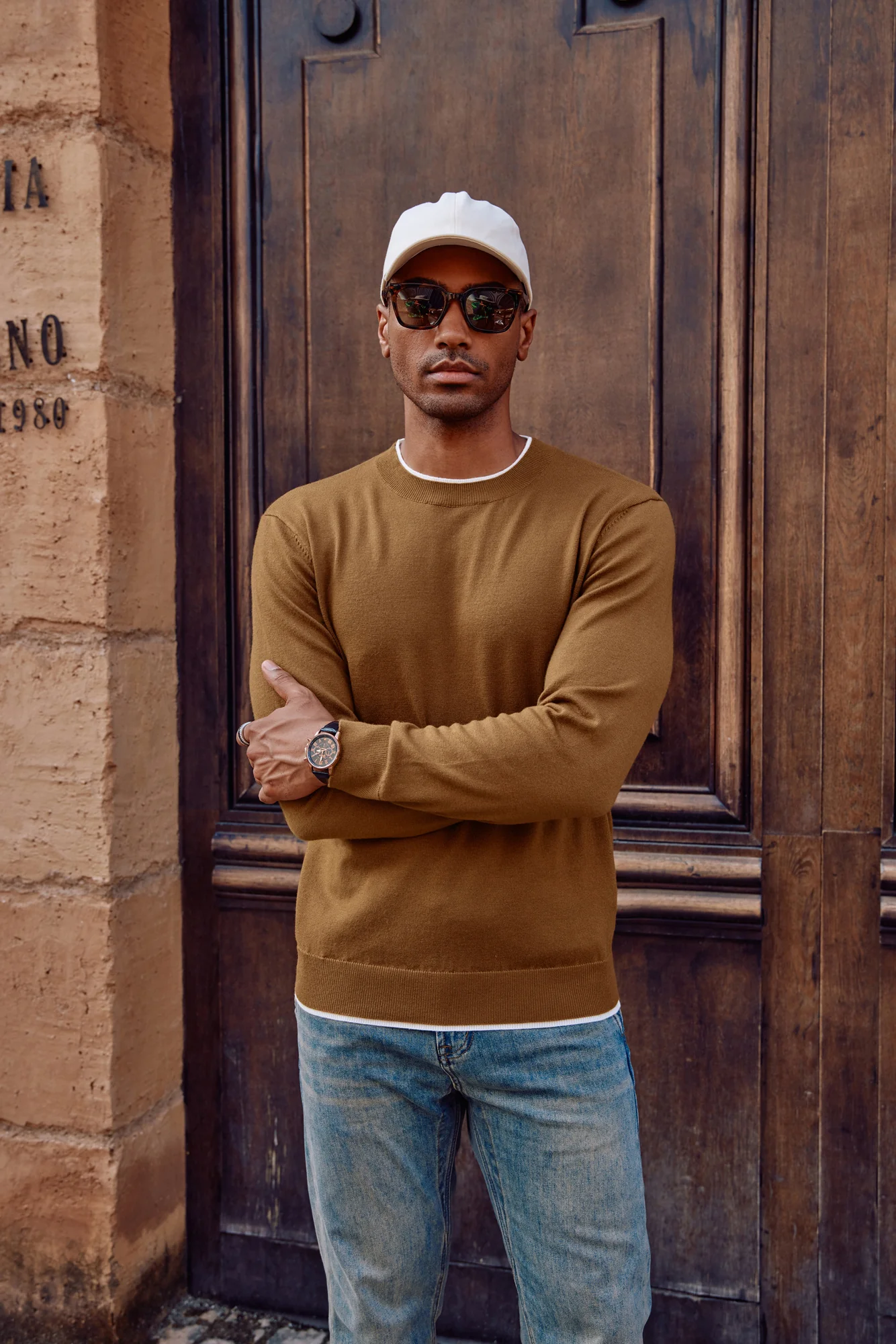 Men Contrast Color Sweater Long Sleeve Crew Neck Pullover Jumper - Image 8