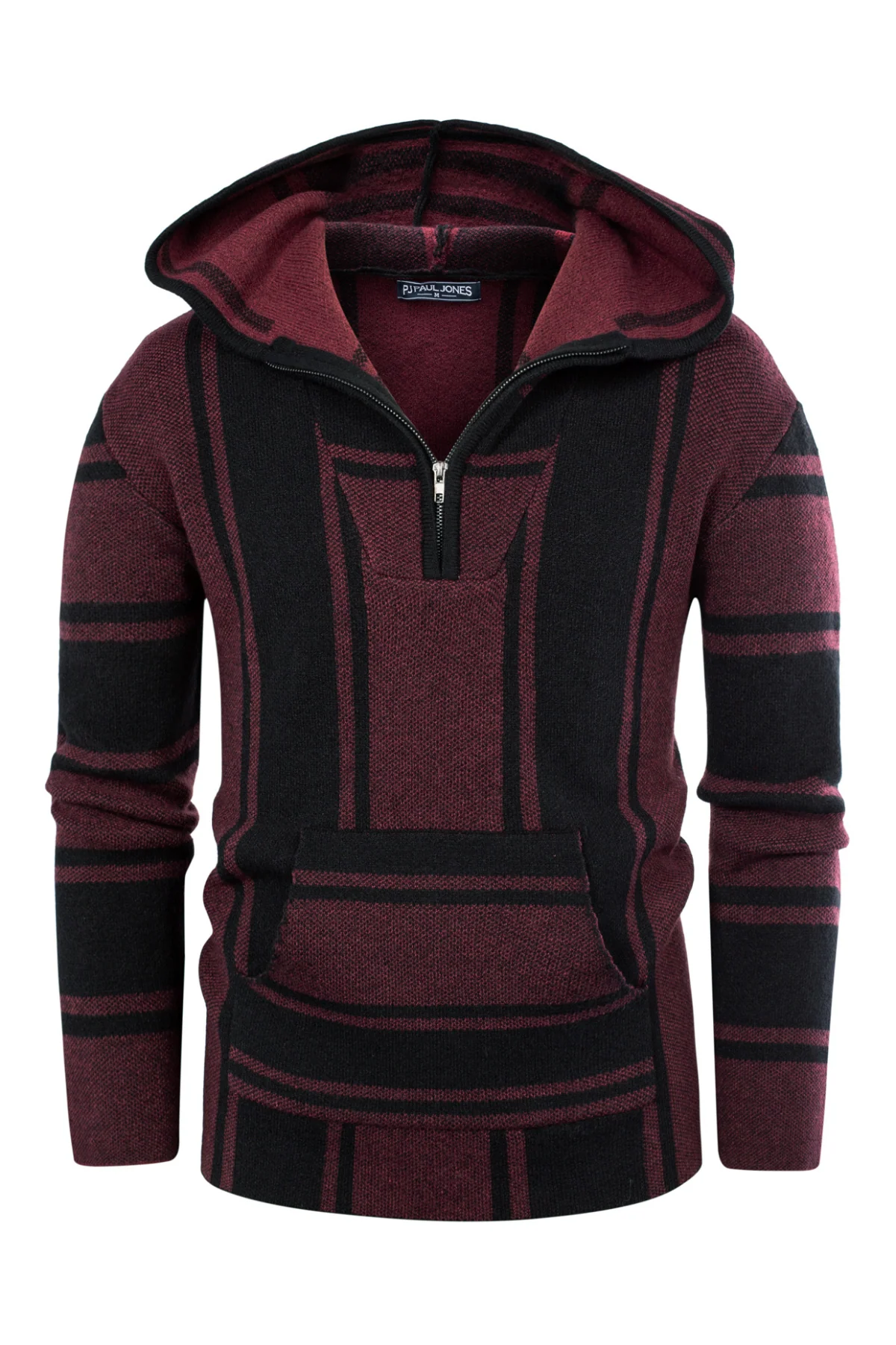 Men's Hoodie Sweater Quarter Zip Stylish Cable Knit Pullover Sweater - Image 11
