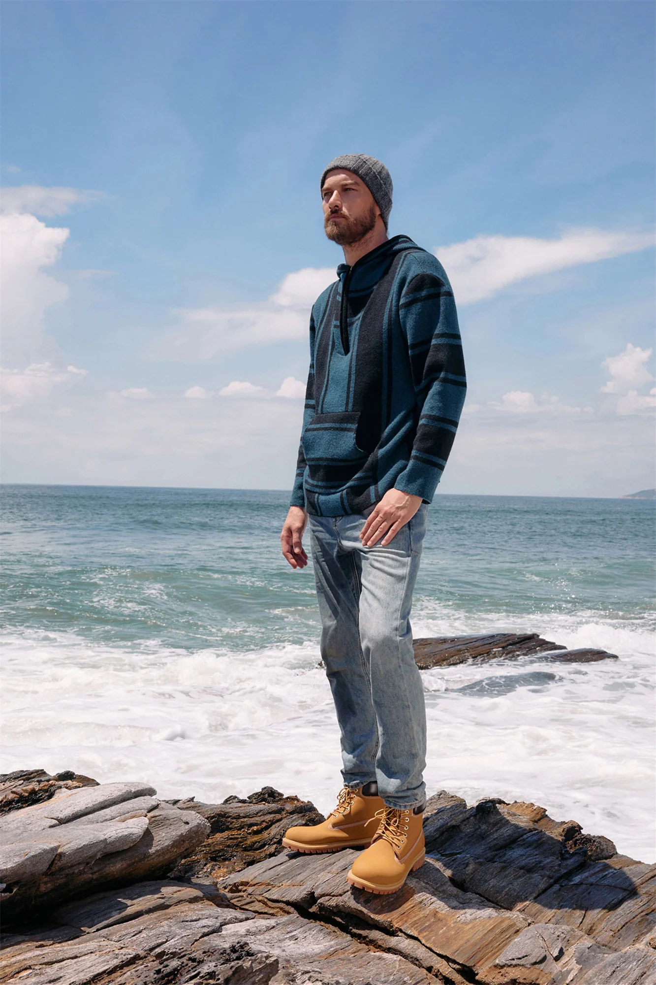 Men's Hoodie Sweater Quarter Zip Stylish Cable Knit Pullover Sweater - Image 19