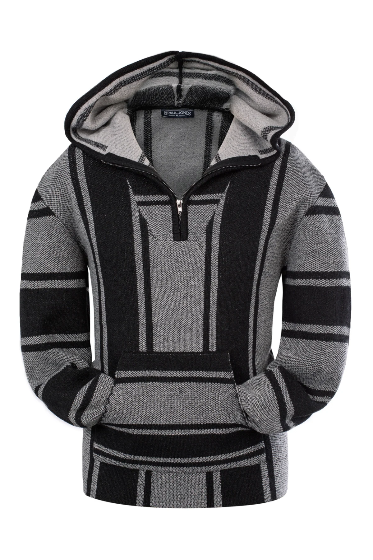 Men's Hoodie Sweater Quarter Zip Stylish Cable Knit Pullover Sweater - Image 3