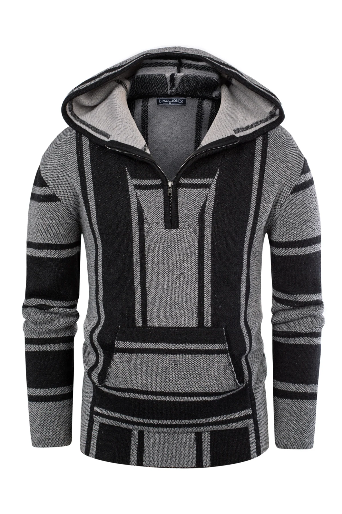 Men's Hoodie Sweater Quarter Zip Stylish Cable Knit Pullover Sweater - Image 4