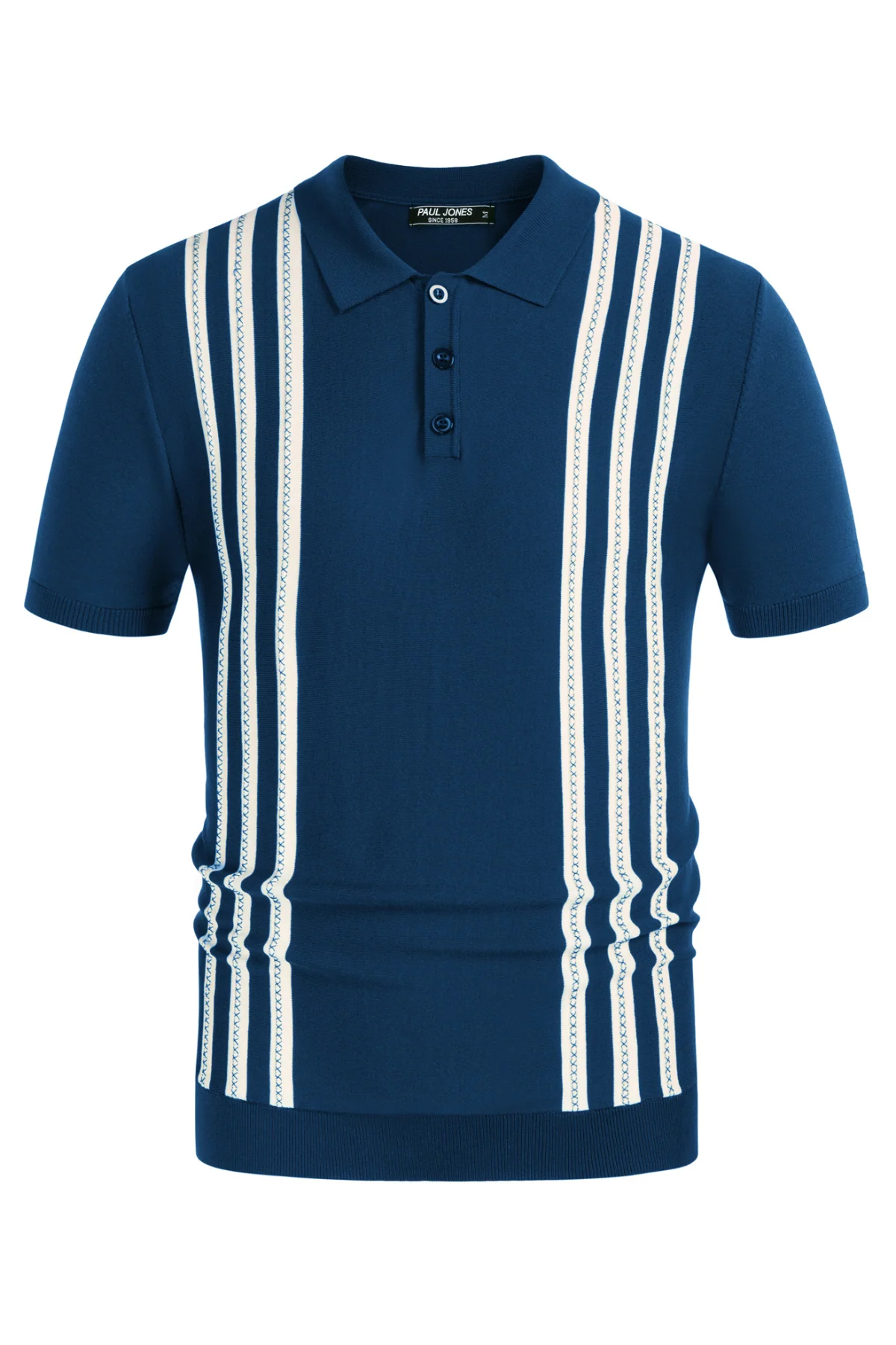Men's Vintage Stripe Knitted Polo Pullover Shirts Short Sleeve Golf Knit Mens Polo Shirt - Image 28