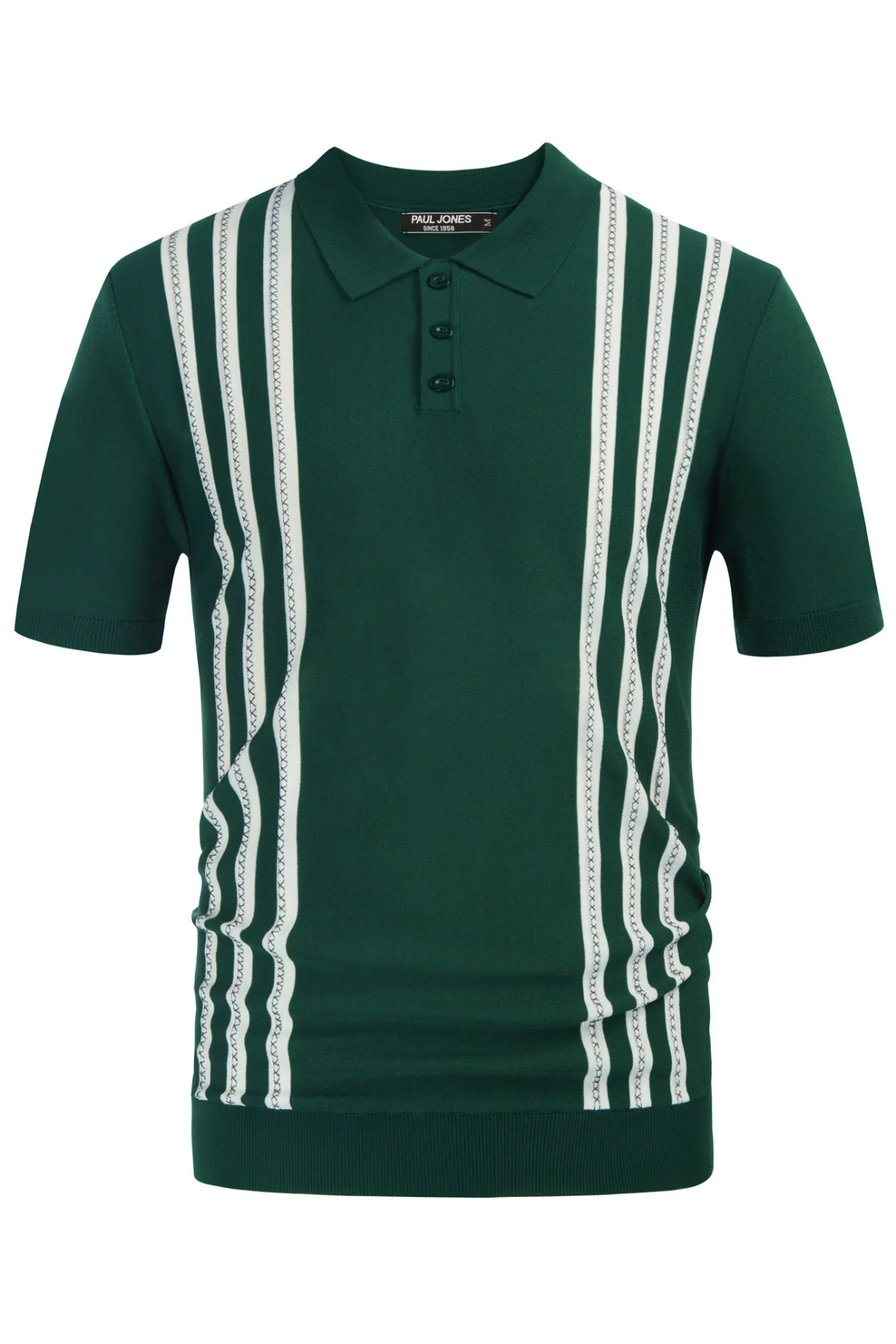 Men's Vintage Stripe Knitted Polo Pullover Shirts Short Sleeve Golf Knit Mens Polo Shirt - Image 3