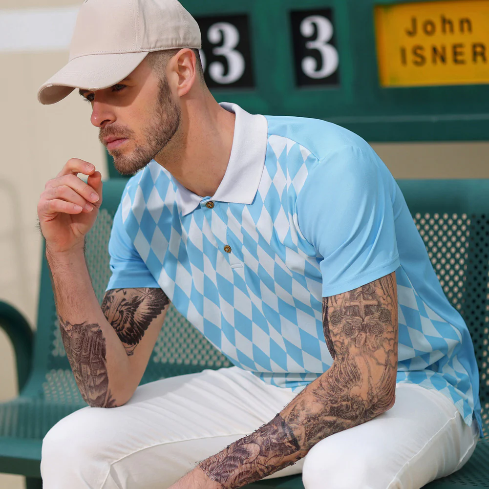 Mens Polo Shirt Short Sleeve Performance Golf Polo Pullover Shirts Daily Casual Wear - Image 12
