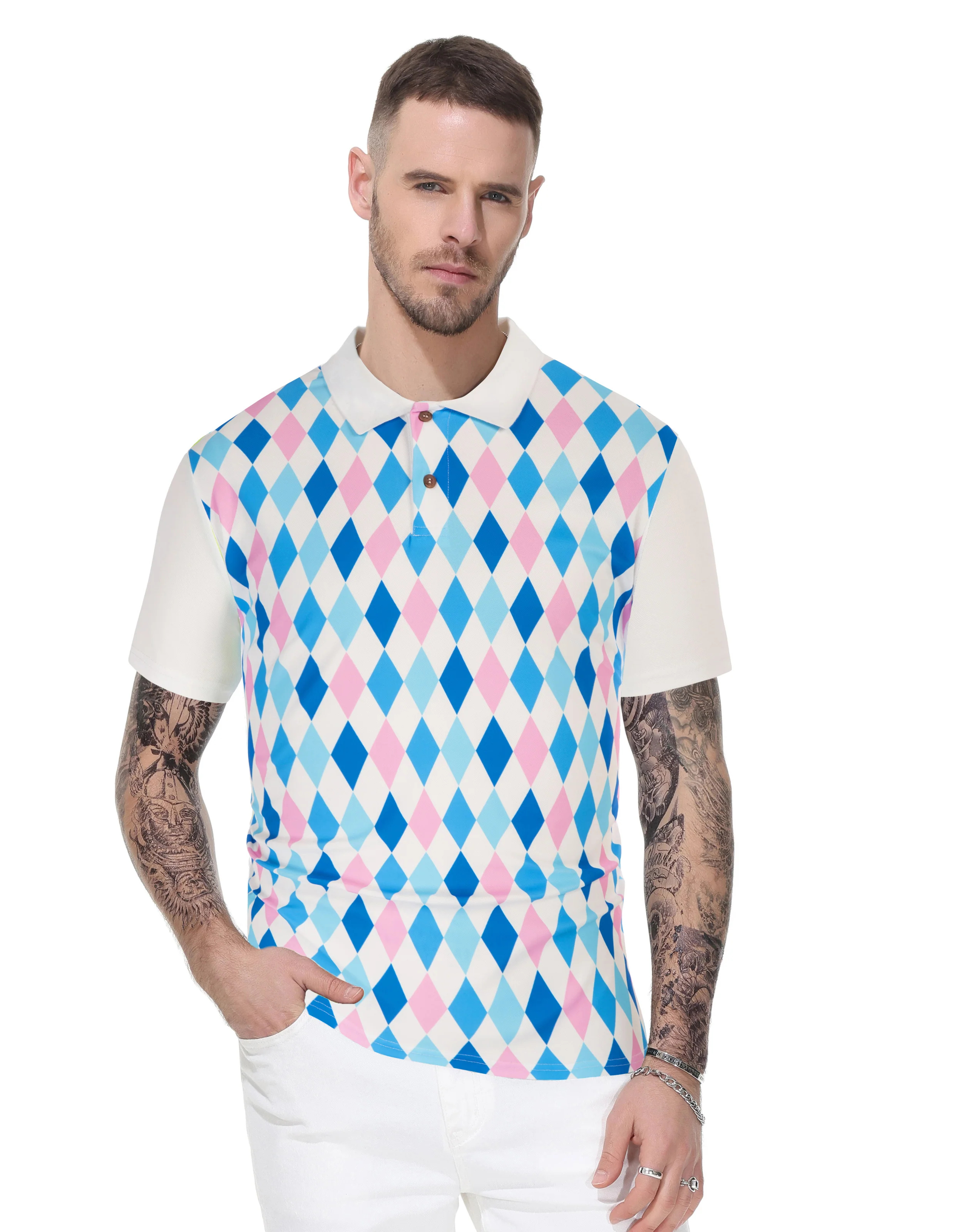 Mens Polo Shirt Short Sleeve Performance Golf Polo Pullover Shirts Daily Casual Wear - Image 25