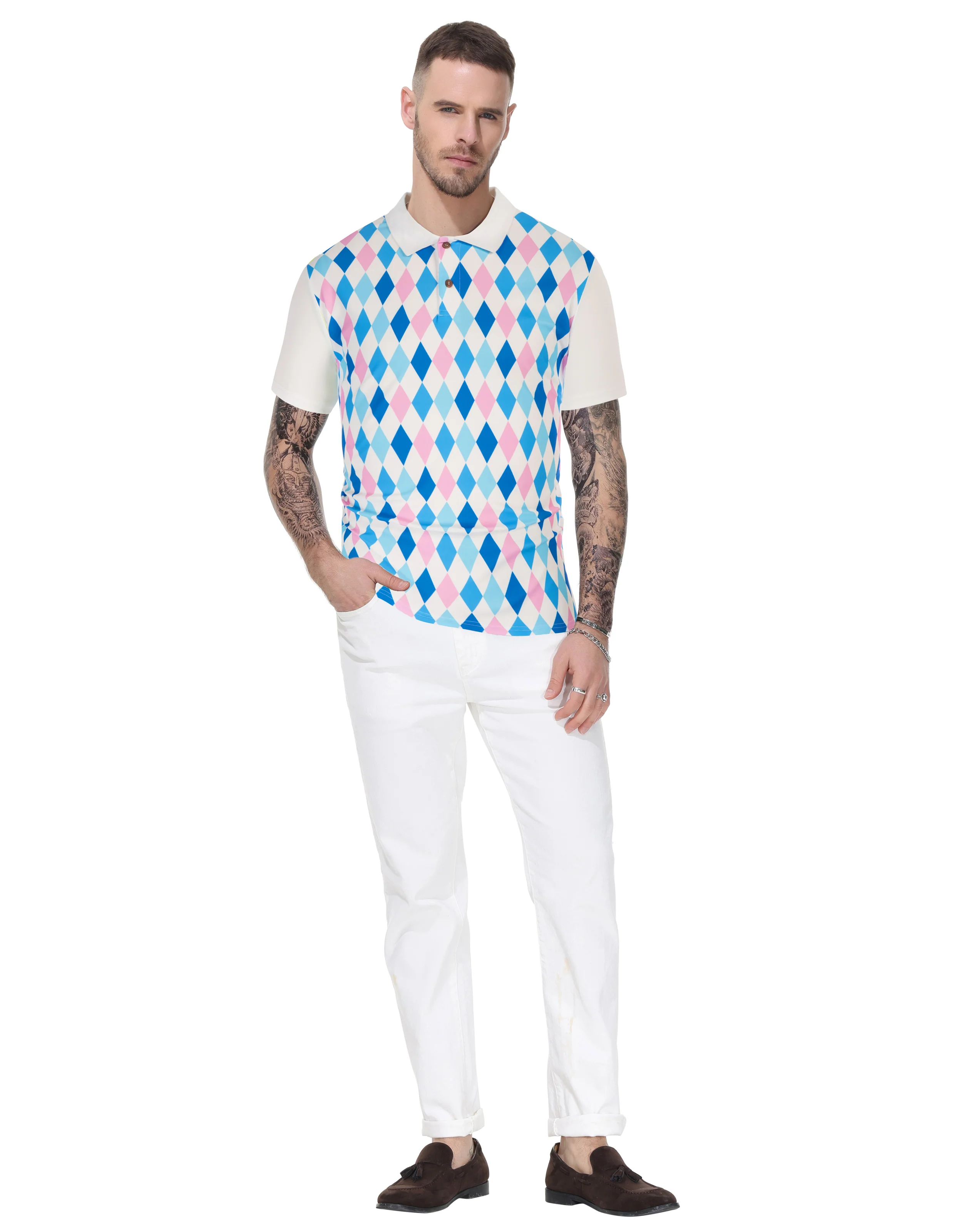 Mens Polo Shirt Short Sleeve Performance Golf Polo Pullover Shirts Daily Casual Wear - Image 28