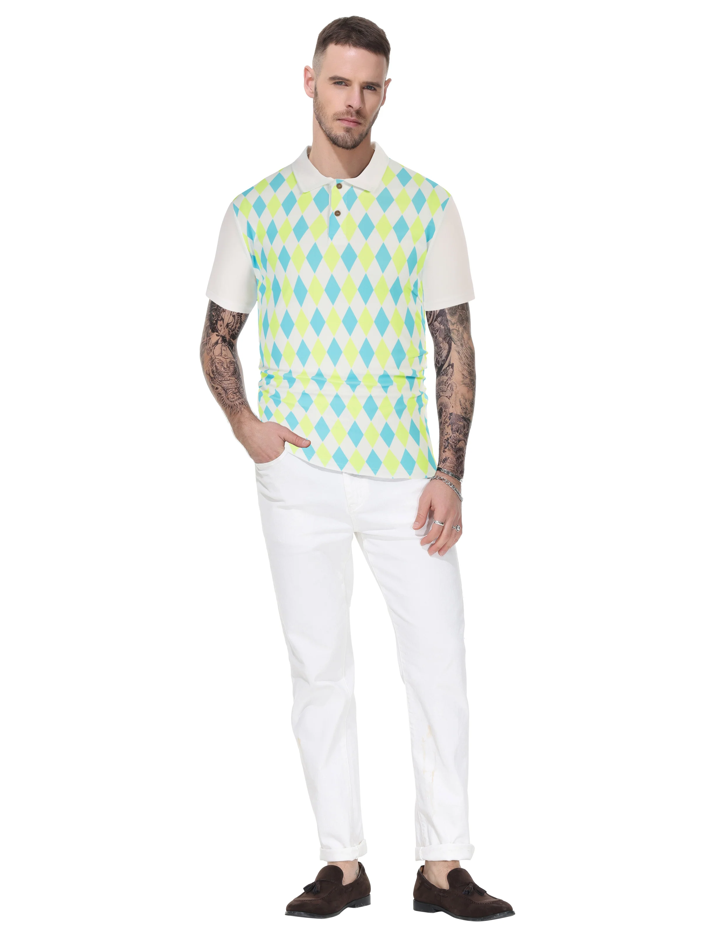 Mens Polo Shirt Short Sleeve Performance Golf Polo Pullover Shirts Daily Casual Wear - Image 36