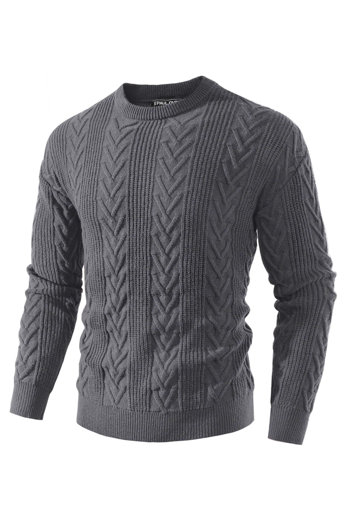 Mens Crewneck Sweater Casual Cable Knit Pullover Sweater Drop Shoulder Solid Knitted Sweaters - Image 16