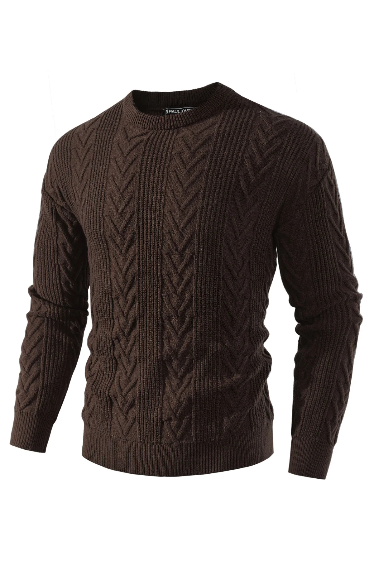 Mens Crewneck Sweater Casual Cable Knit Pullover Sweater Drop Shoulder Solid Knitted Sweaters - Image 22