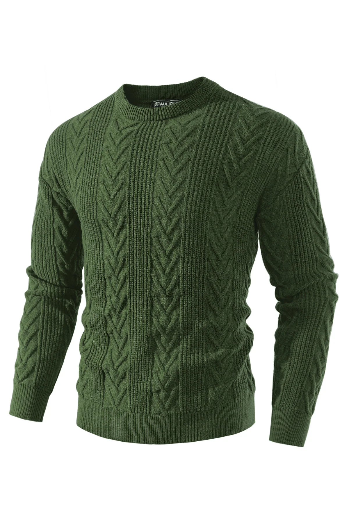 Mens Crewneck Sweater Casual Cable Knit Pullover Sweater Drop Shoulder Solid Knitted Sweaters - Image 27