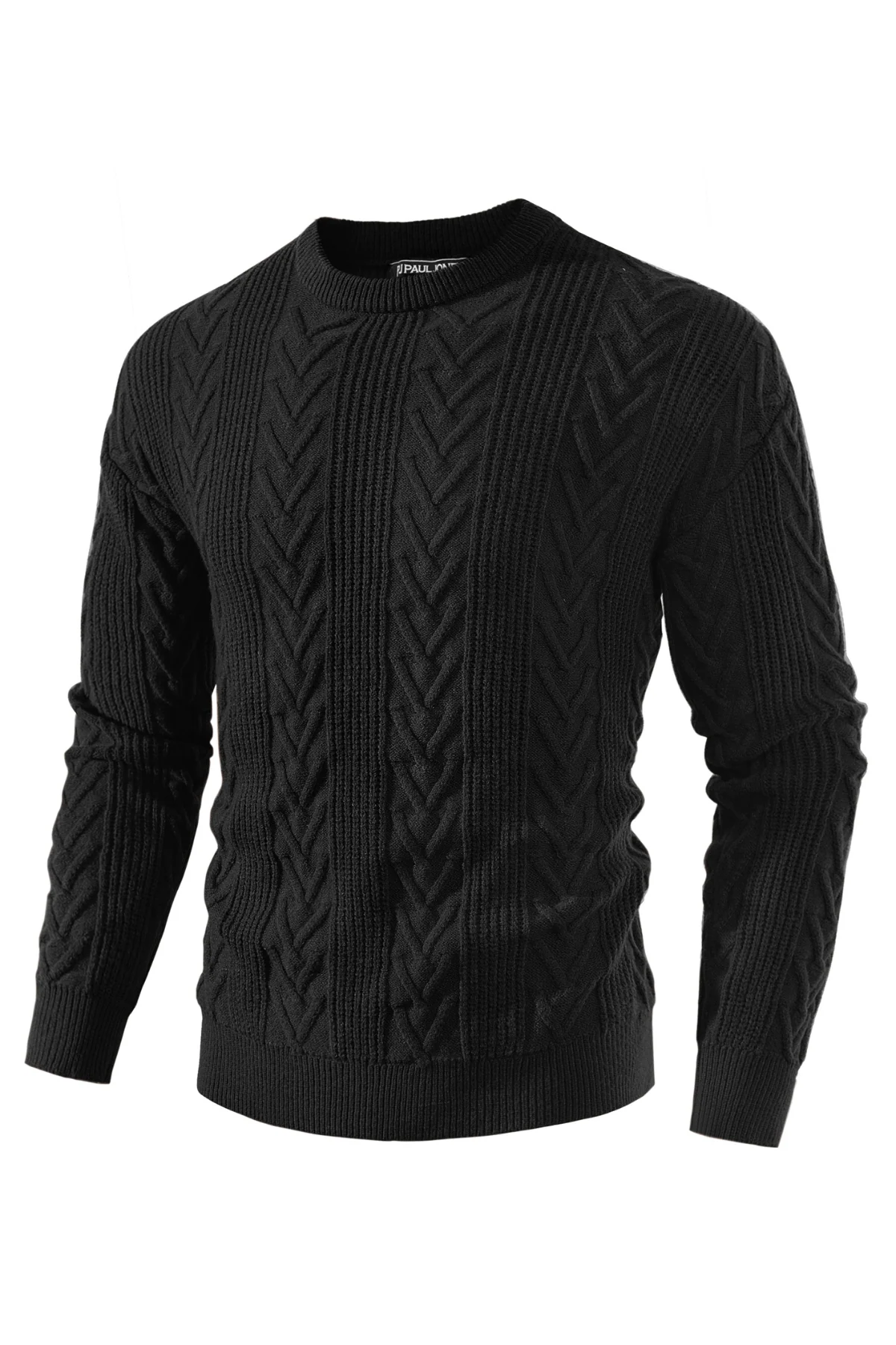 Mens Crewneck Sweater Casual Cable Knit Pullover Sweater Drop Shoulder Solid Knitted Sweaters - Image 3