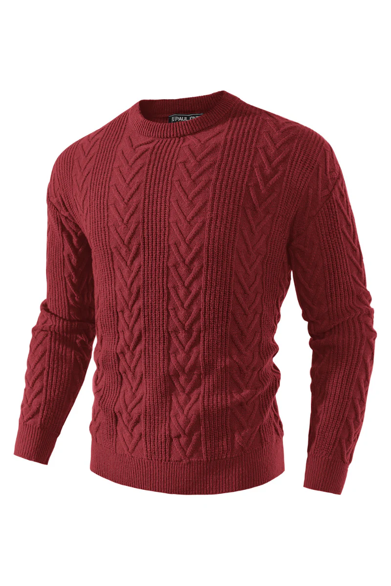 Mens Crewneck Sweater Casual Cable Knit Pullover Sweater Drop Shoulder Solid Knitted Sweaters - Image 33