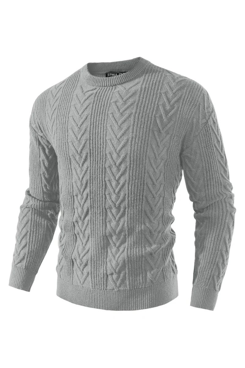 Mens Crewneck Sweater Casual Cable Knit Pullover Sweater Drop Shoulder Solid Knitted Sweaters - Image 38