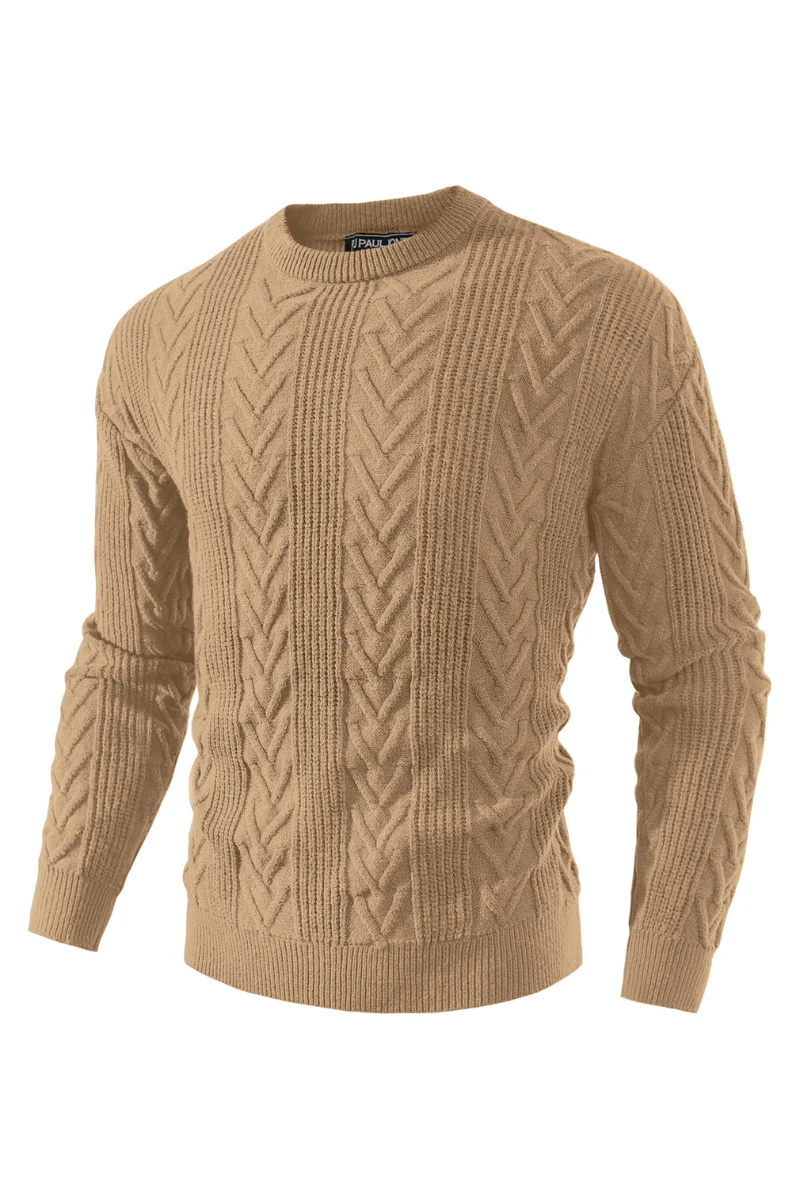 Mens Crewneck Sweater Casual Cable Knit Pullover Sweater Drop Shoulder Solid Knitted Sweaters - Image 43