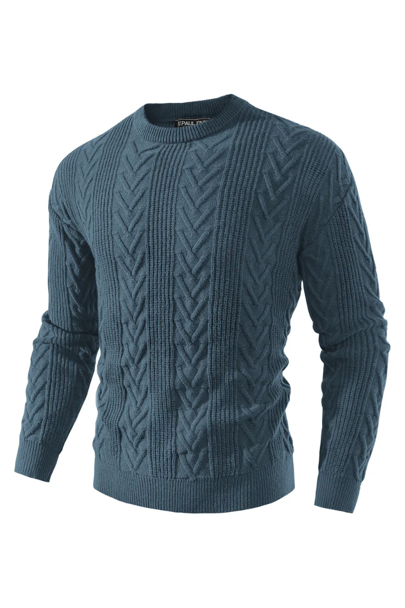 Mens Crewneck Sweater Casual Cable Knit Pullover Sweater Drop Shoulder Solid Knitted Sweaters - Image 47