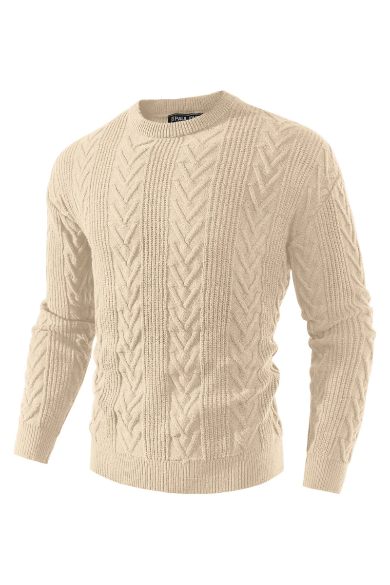 Mens Crewneck Sweater Casual Cable Knit Pullover Sweater Drop Shoulder Solid Knitted Sweaters - Image 58