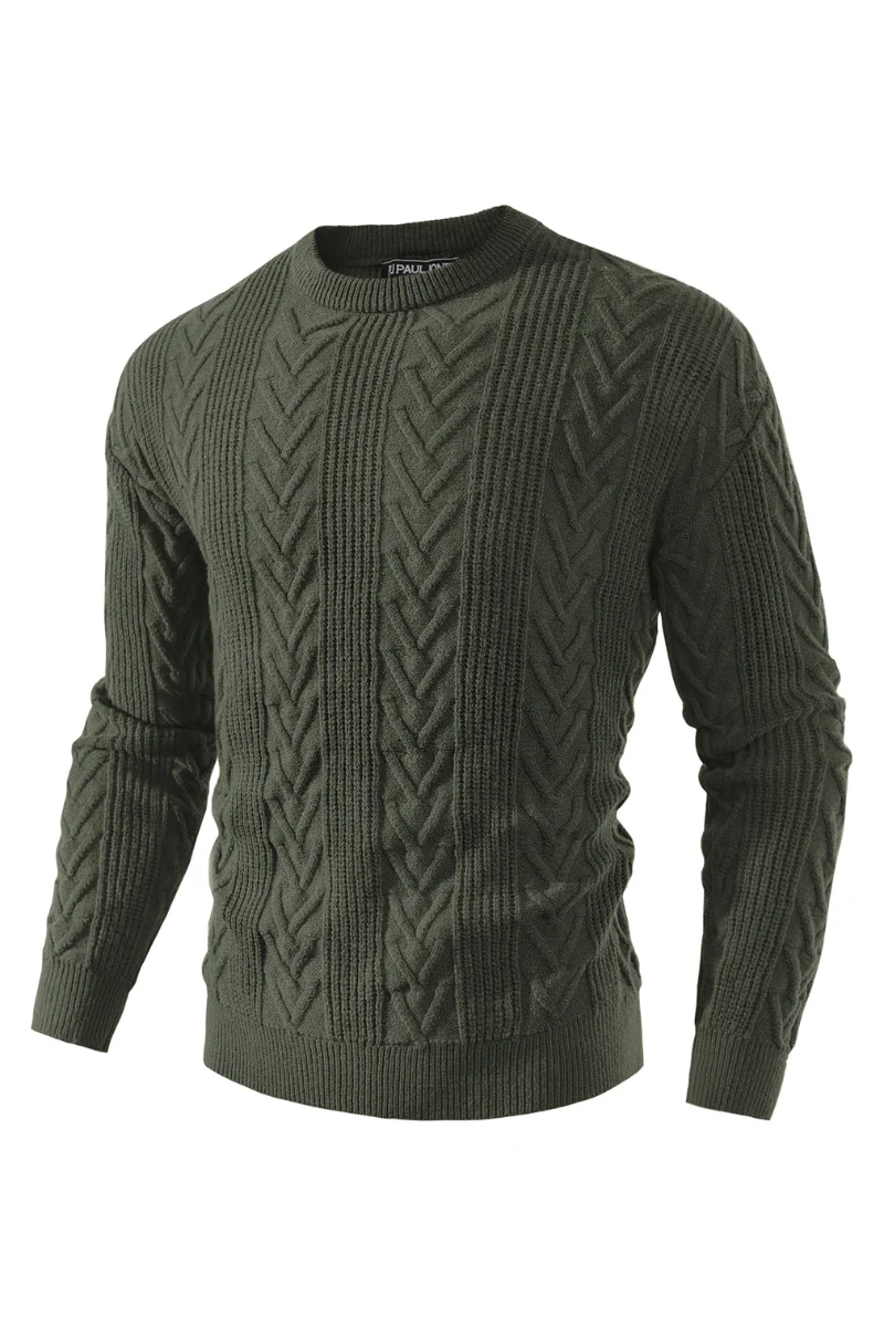 Mens Crewneck Sweater Casual Cable Knit Pullover Sweater Drop Shoulder Solid Knitted Sweaters - Image 62