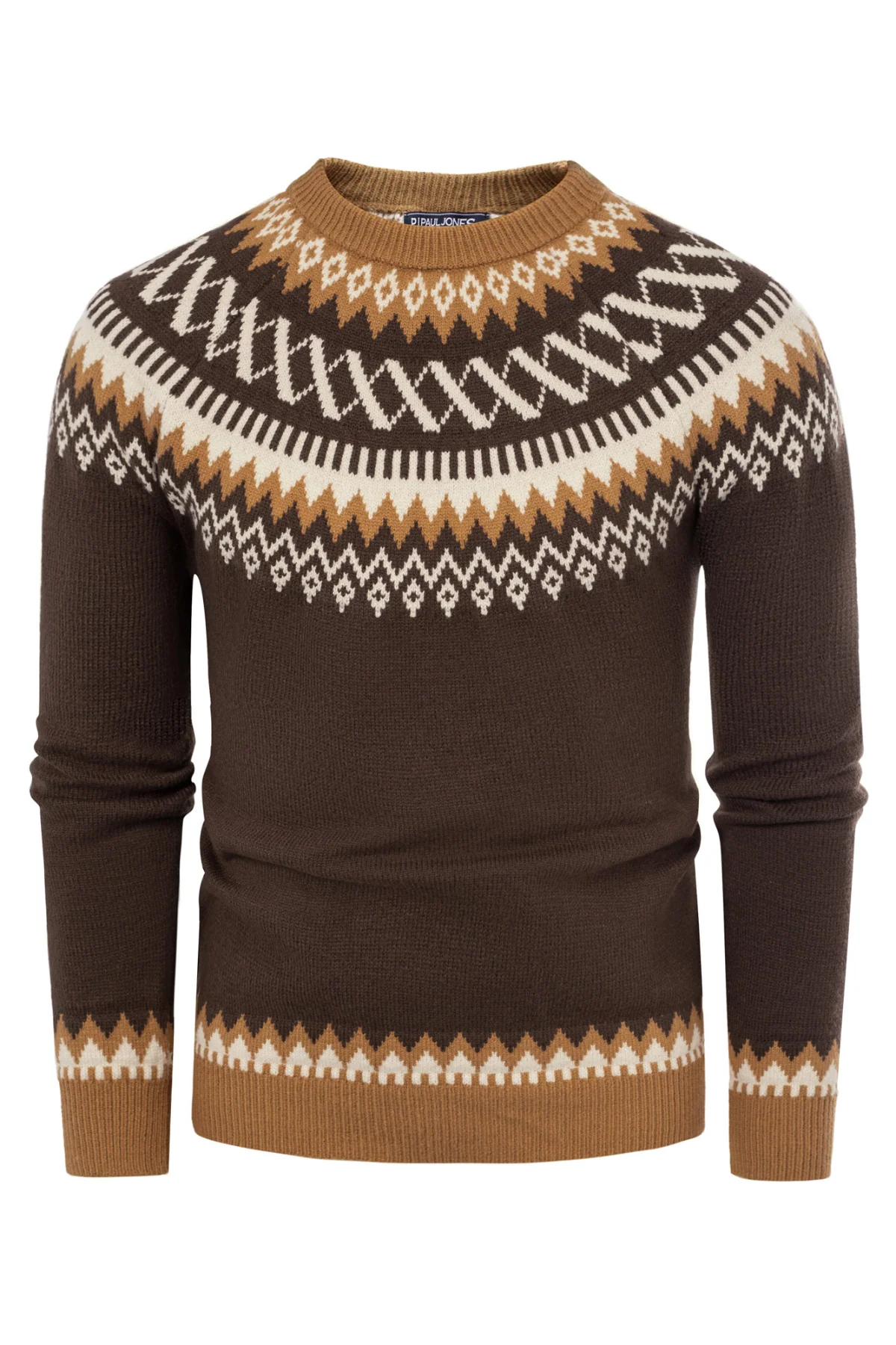 PJ Paul Jones Men's Fair Isle Crewneck Sweater Vintage Casual Pattern Knit Long Sleeve Pullover Sweater - Image 10