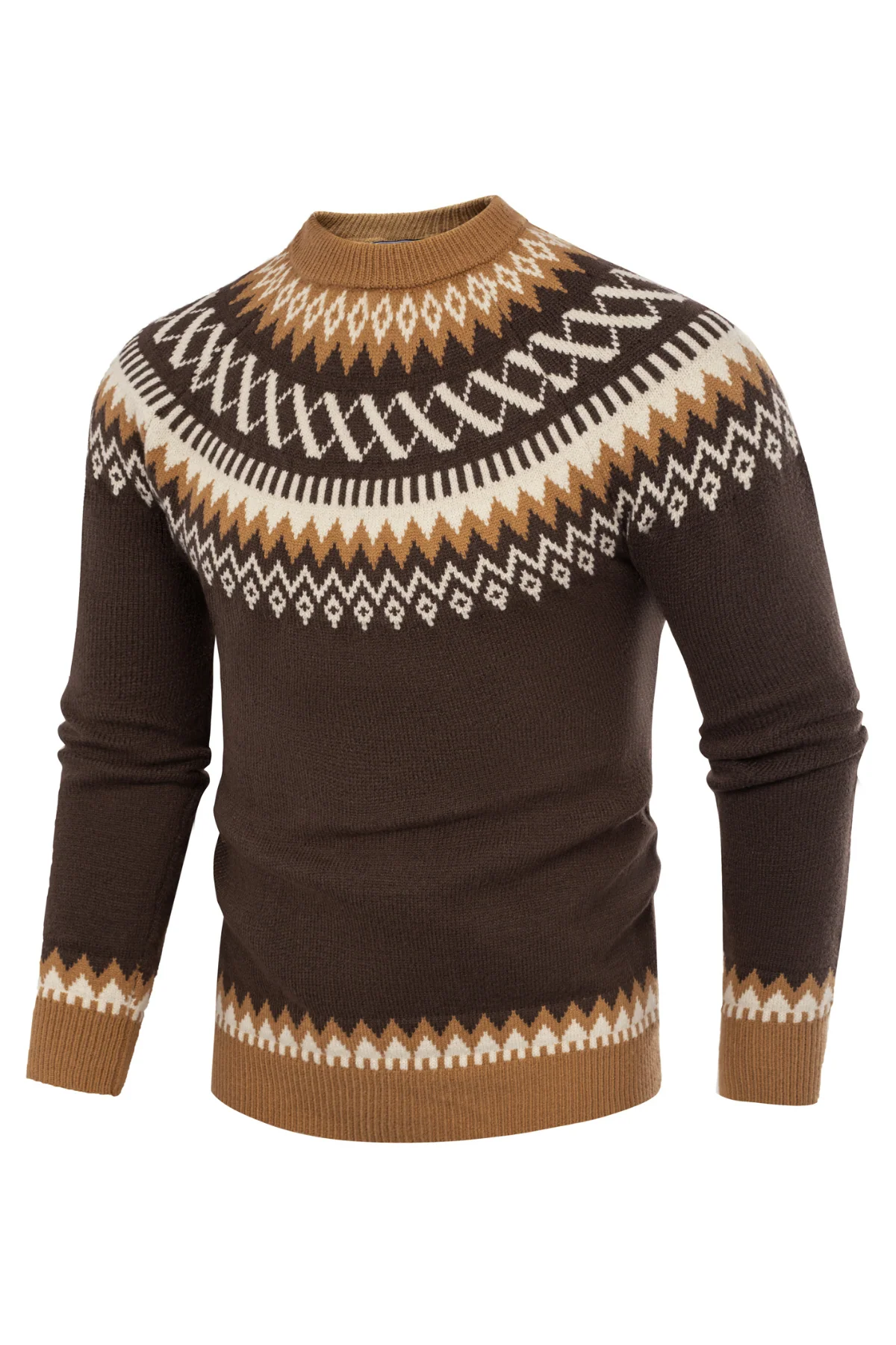 PJ Paul Jones Men's Fair Isle Crewneck Sweater Vintage Casual Pattern Knit Long Sleeve Pullover Sweater - Image 11